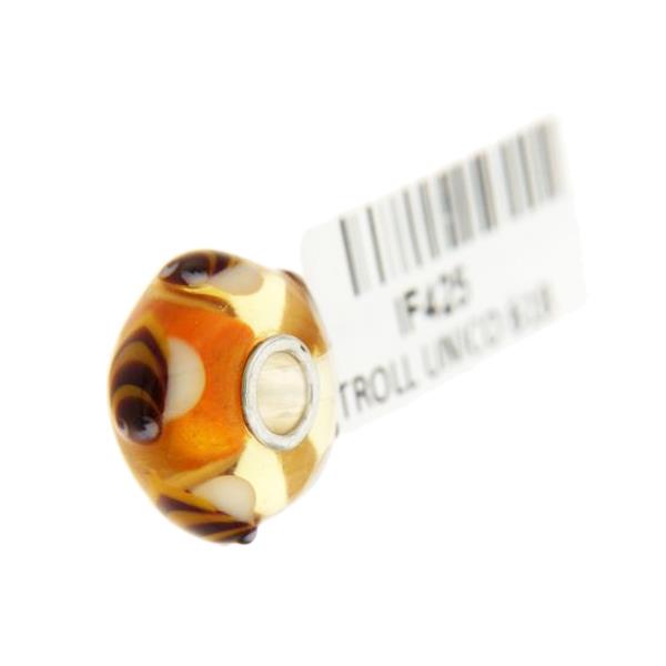Trollbeads Unico in Vetro - OOAK Original Trollbeads Arancione con api Rif. UNICO 61B - TROLLBEADS