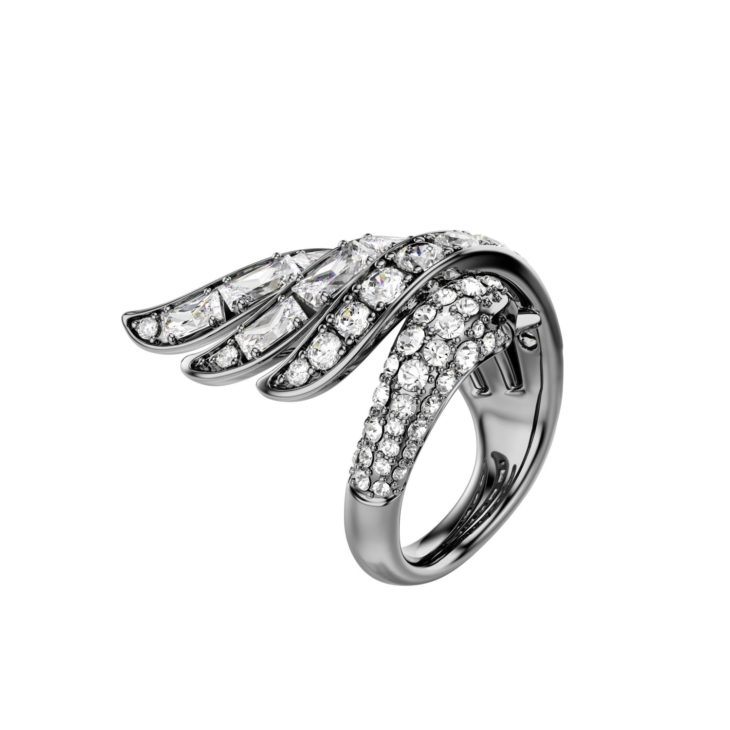 Swarovski - Anello The Vienna Collection, Cigno, Bianco, Placcato rutenio Ref. 5735268 - SWAROVSKI