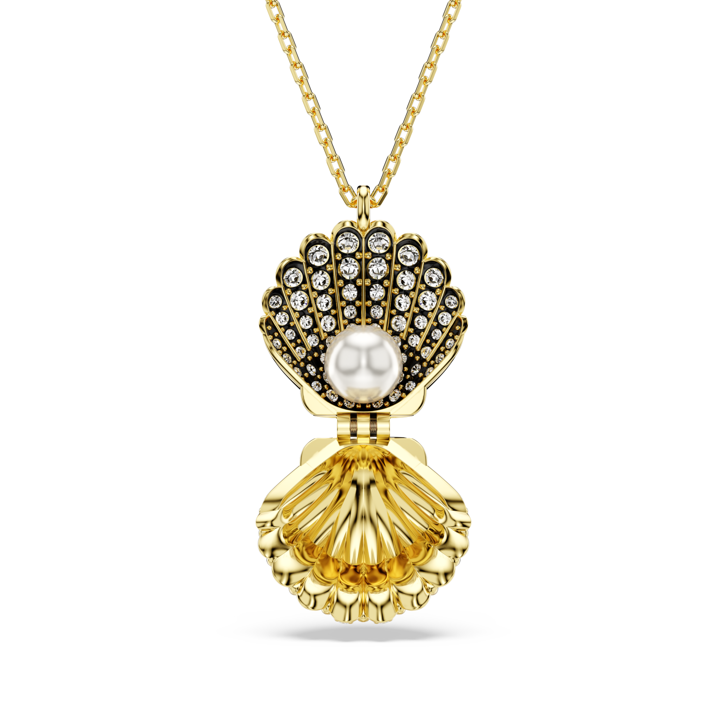 Swarovski - Pendente Idyllia, Crystal Pearl, Conchiglia, Bianco, Placcato color oro Ref. 5683966 - SWAROVSKI