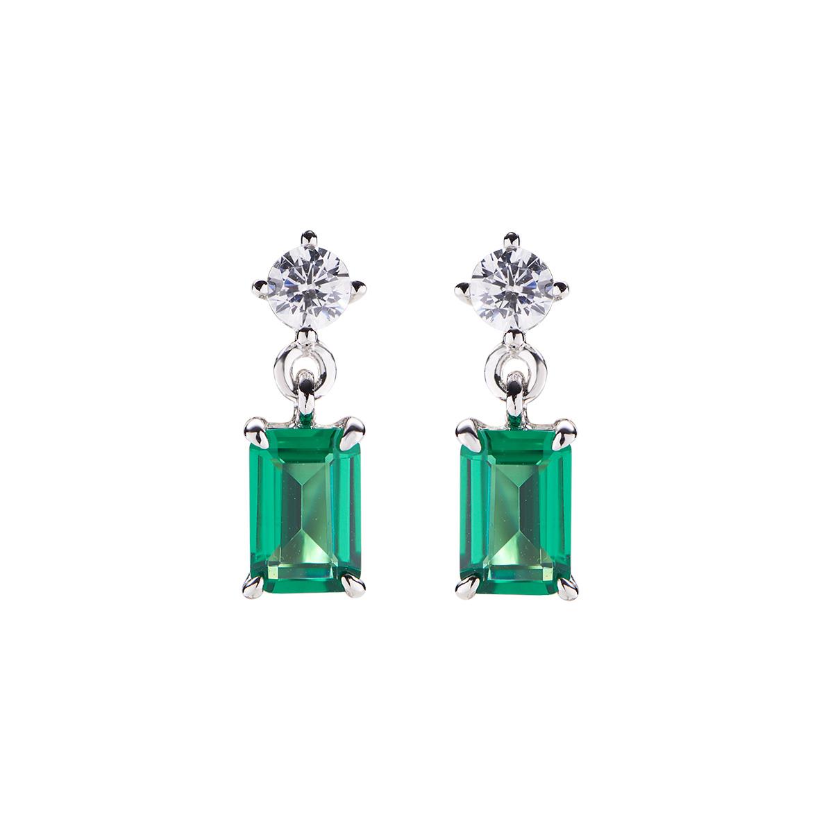 Orecchini Princess con Zircone Rettangolare Verde - Amen Collection Ref. EREBV - AMEN