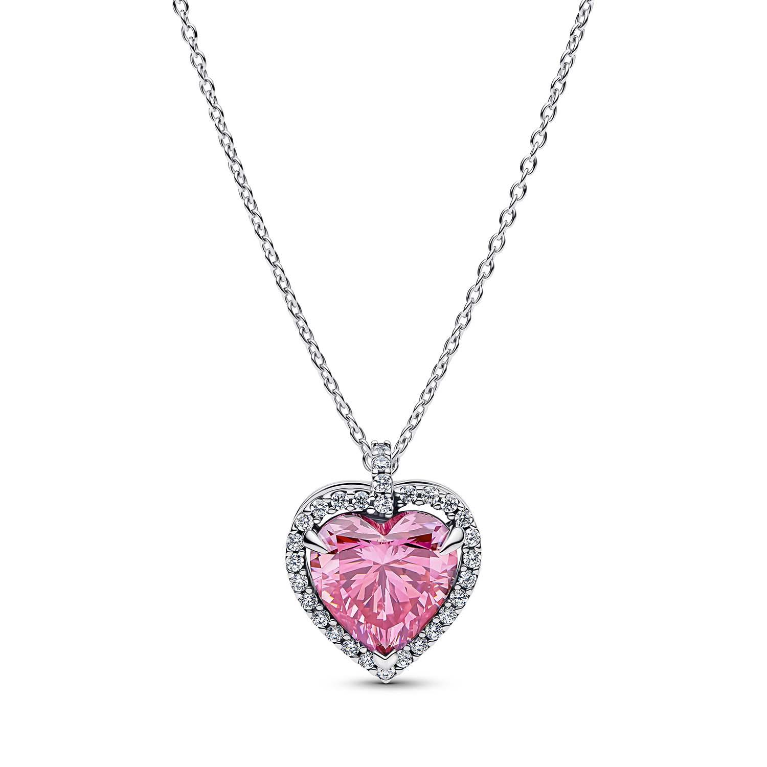 Pandora - Collana Cuore in Rilievo Rosa Grande Ref. 394414C01-45 - PANDORA