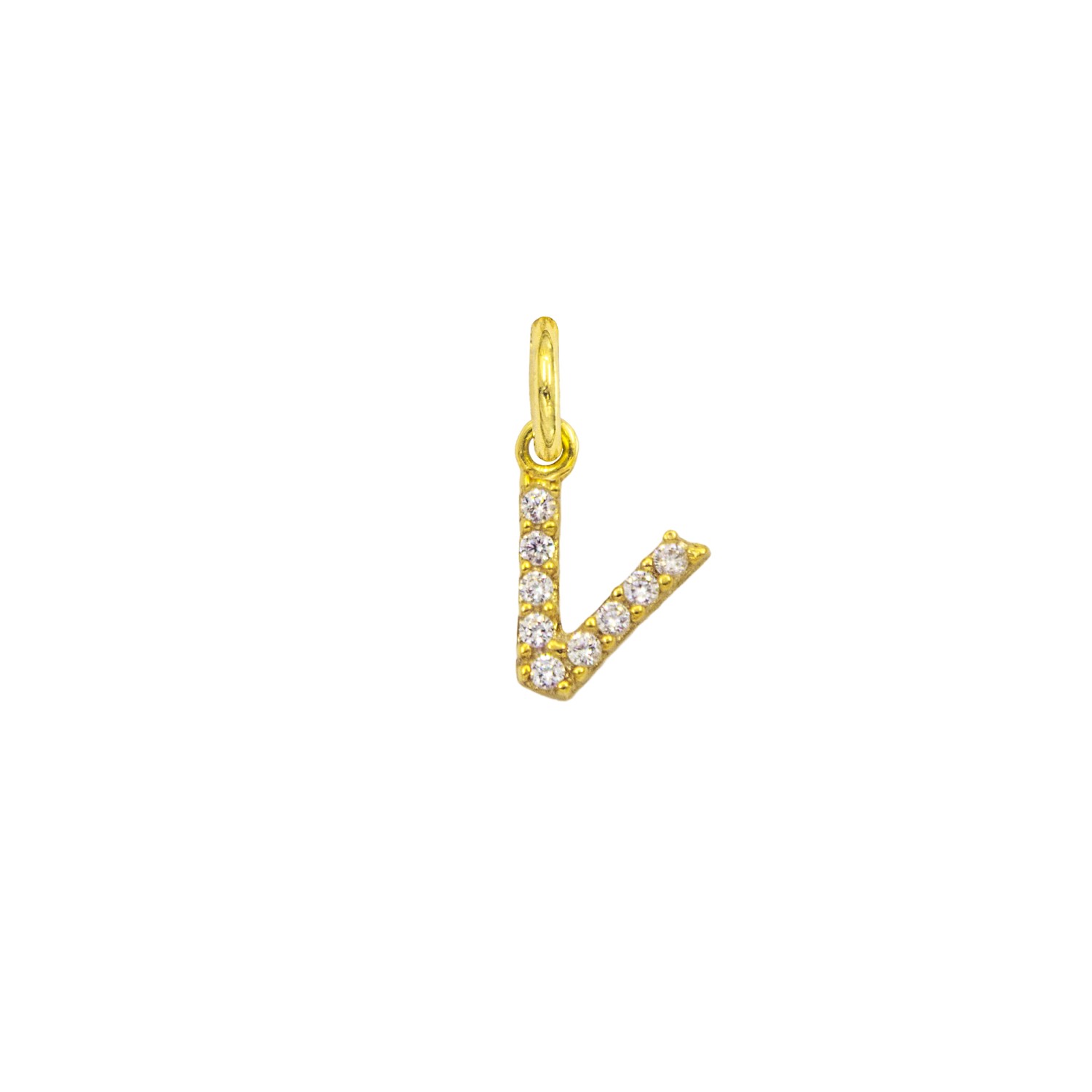 Charm Lettera V in Oro 9 Kt e Zirconi  Ref. A0552G9 - FACCO