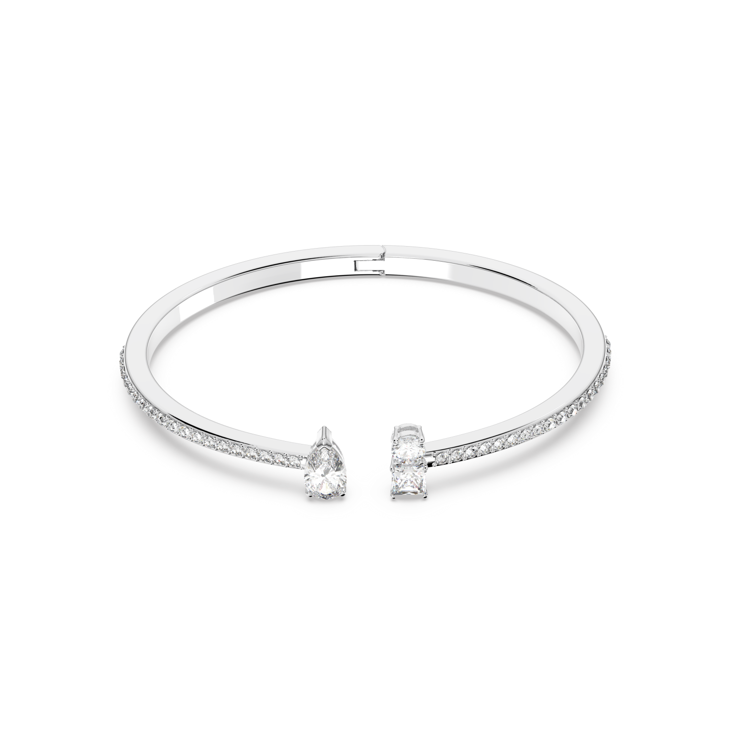 Swarovski - Bracciale rigido Attract, Taglio misto, Bianco, Placcato rodio Ref. 5572667 - SWAROVSKI