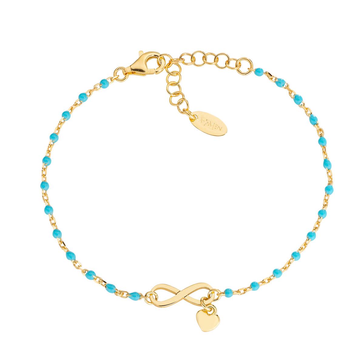 Bracciale "Infinito" in Argento Dorato con Smalto - Amen Collection Ref. BRSMINGT1 - AMEN