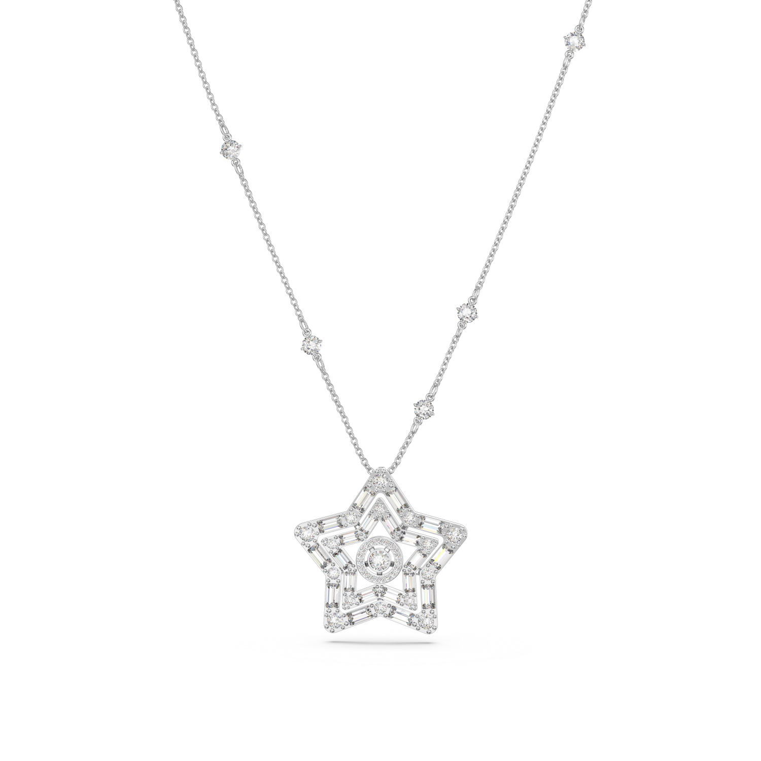 Swarovski - Pendente Stella, Taglio misto, Stella, Bianco, Placcato rodio Ref. 5639024 - SWAROVSKI