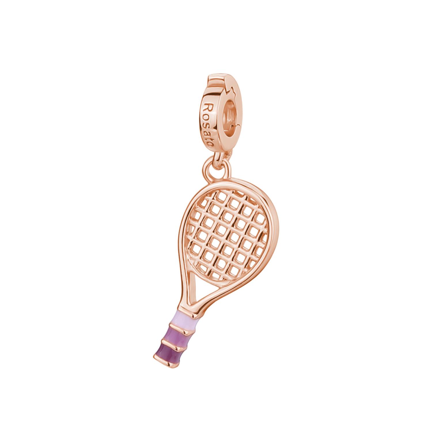 Rosato - Charm STORIE argento 925/1000, galvanica oro rosa a forma di racchetta da tennis Ref. RZ233 - ROSATO