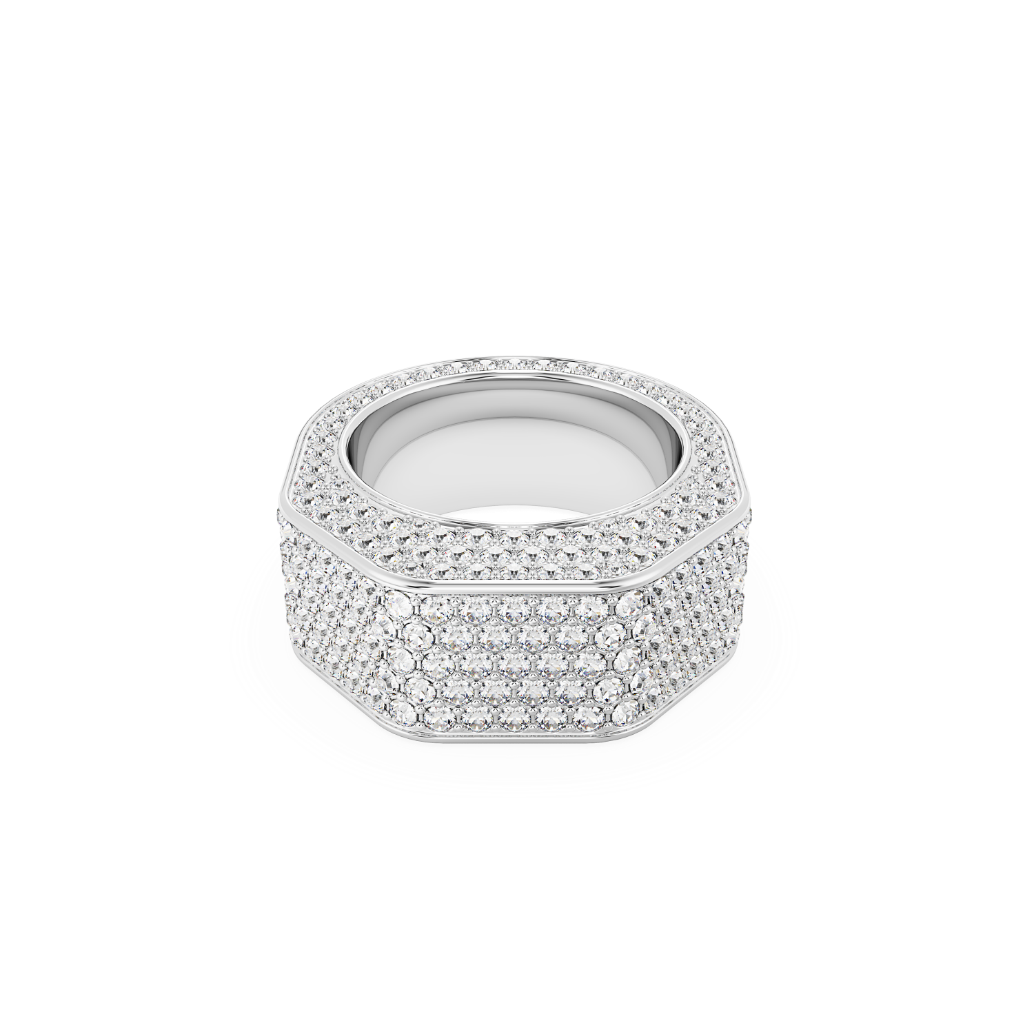 Swarovski - Anello Dextera, Forma ottagonale, Pav&eacute;, Bianco, Placcato rodio Ref. 5651369 - SWAROVSKI