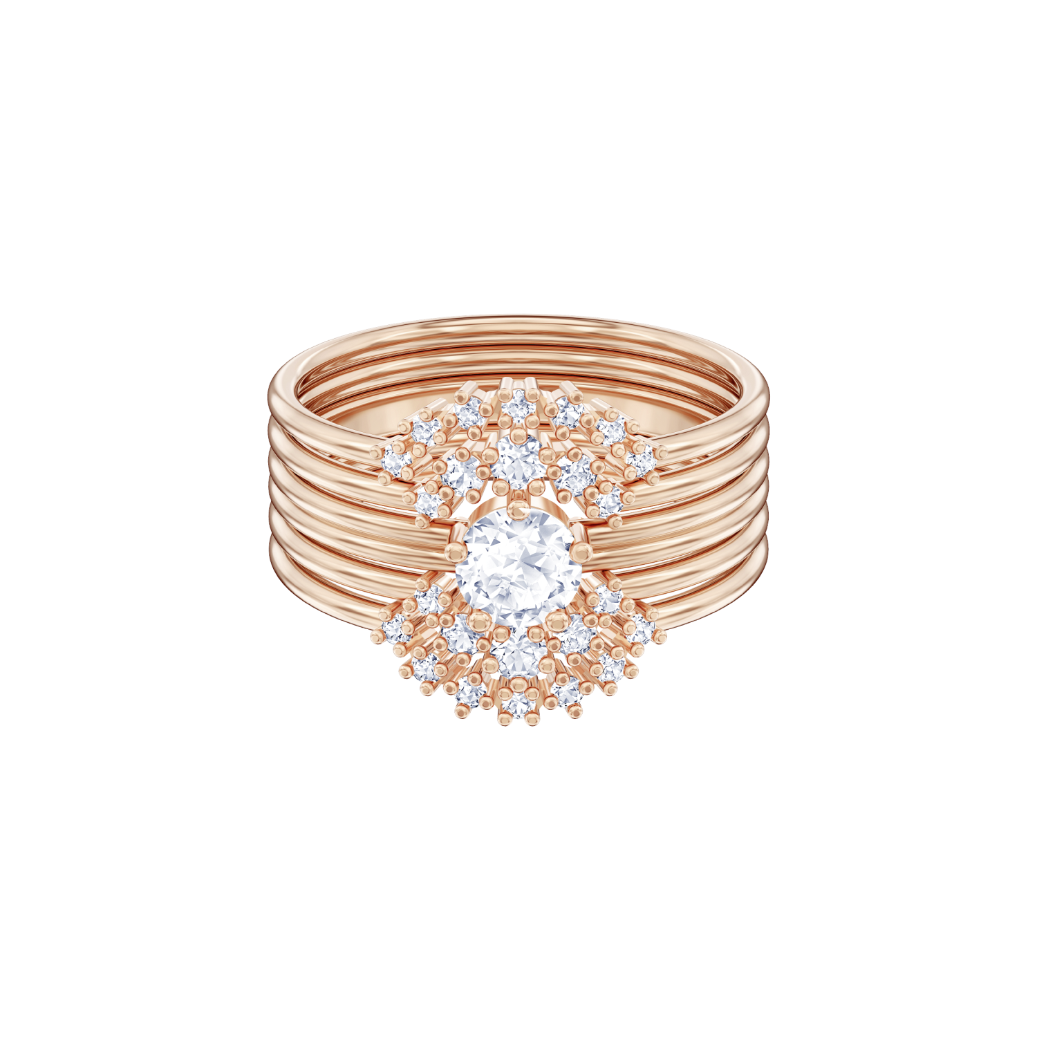 Swarovski - Set Anelli Moonsun, Bianco, Placcato color oro rosa Ref. 5486811 - SWAROVSKI