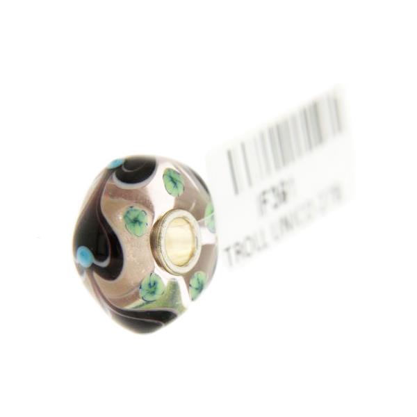 Trollbeads Unico in Vetro - OOAK Original Trollbeads Beige marrone e verde Rif. UNICO 27B - TROLLBEADS