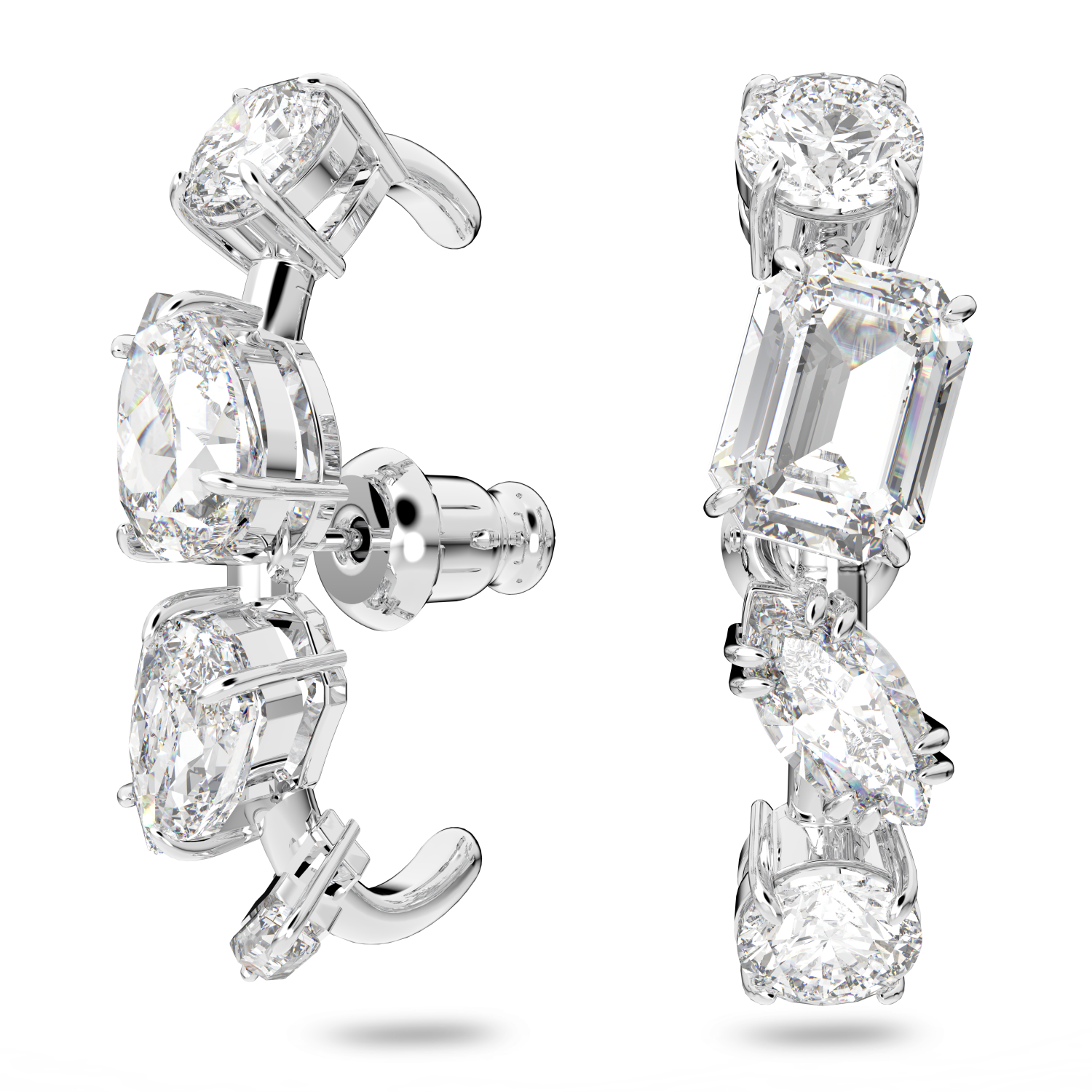 Swarovski - Orecchini ear cuff Gema, Taglio misto, Bianchi, Placcato rodio Ref. 5639331 - SWAROVSKI