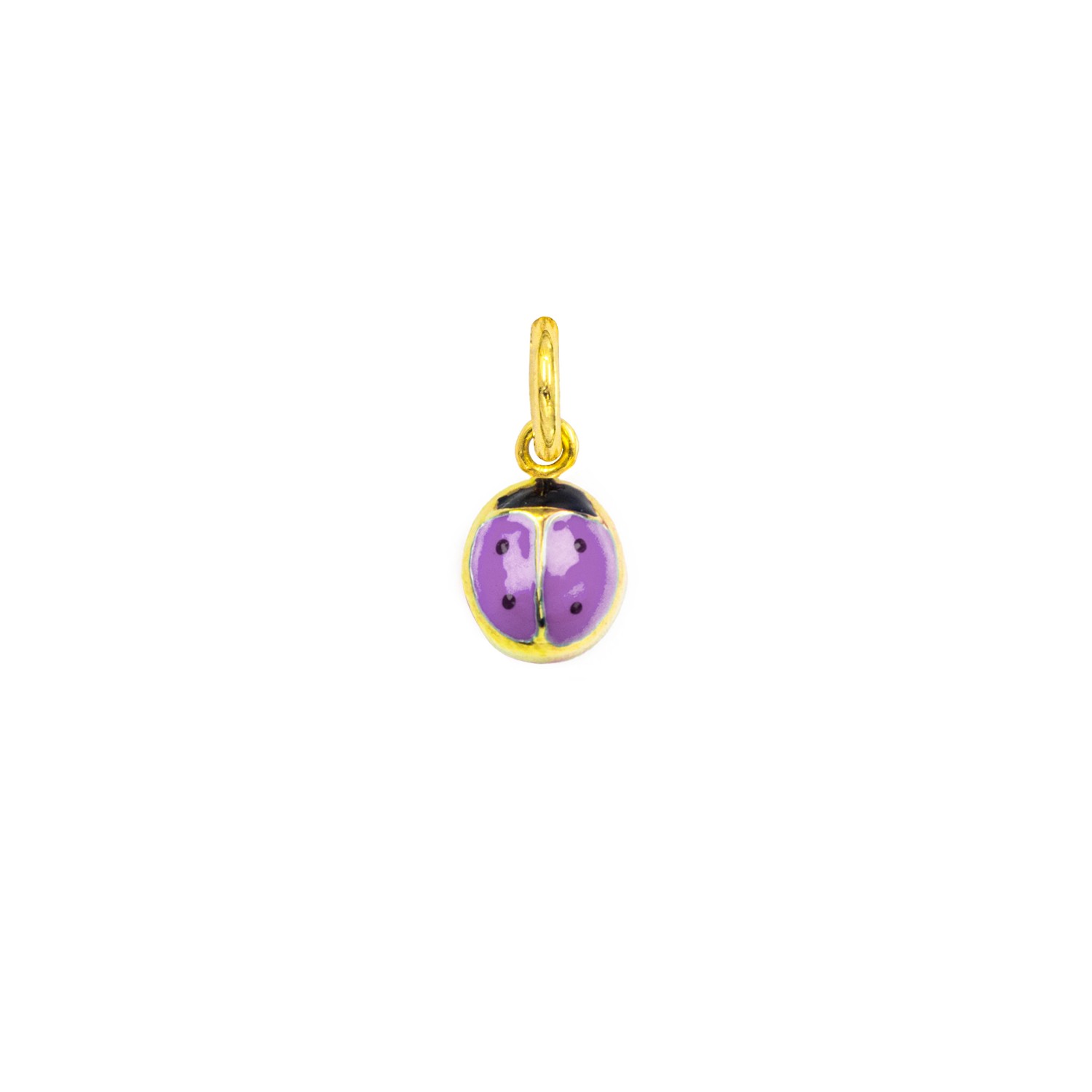 Charm Coccinella in Oro 9 Kt e Smalto Lilla  Ref. A0217G9 - FACCO