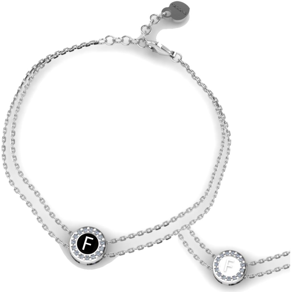 Bracciale Dvccio - Lettera F collezione Black Swan Ref. ZXBCORDAB/W-F - DUCCIO