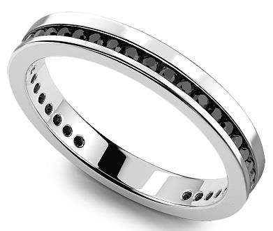 Anello Zancan a fede in Argento con Spinelli neri Ref. EXA115 - ZANCAN