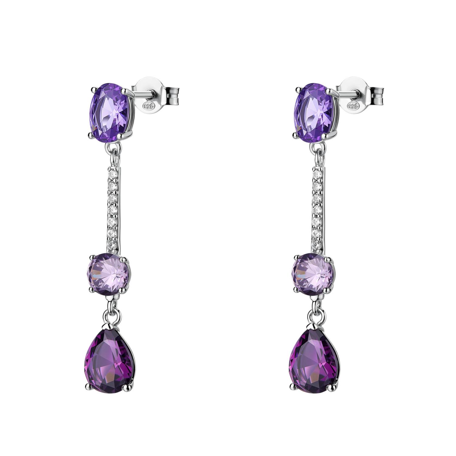 Brosway  - Orecchini pendenti FANCY in argento 925/1000 rodiato, con  cubic zirconia amethyst e white Ref. FMP133 - BROSWAY