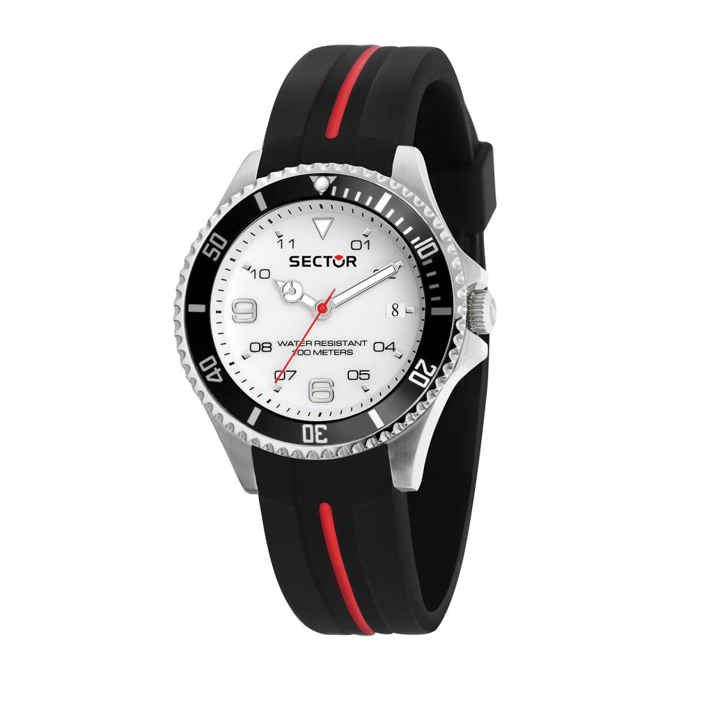 230 39MM 3H WHITE DIAL SILICON BLACK ST - SECTOR