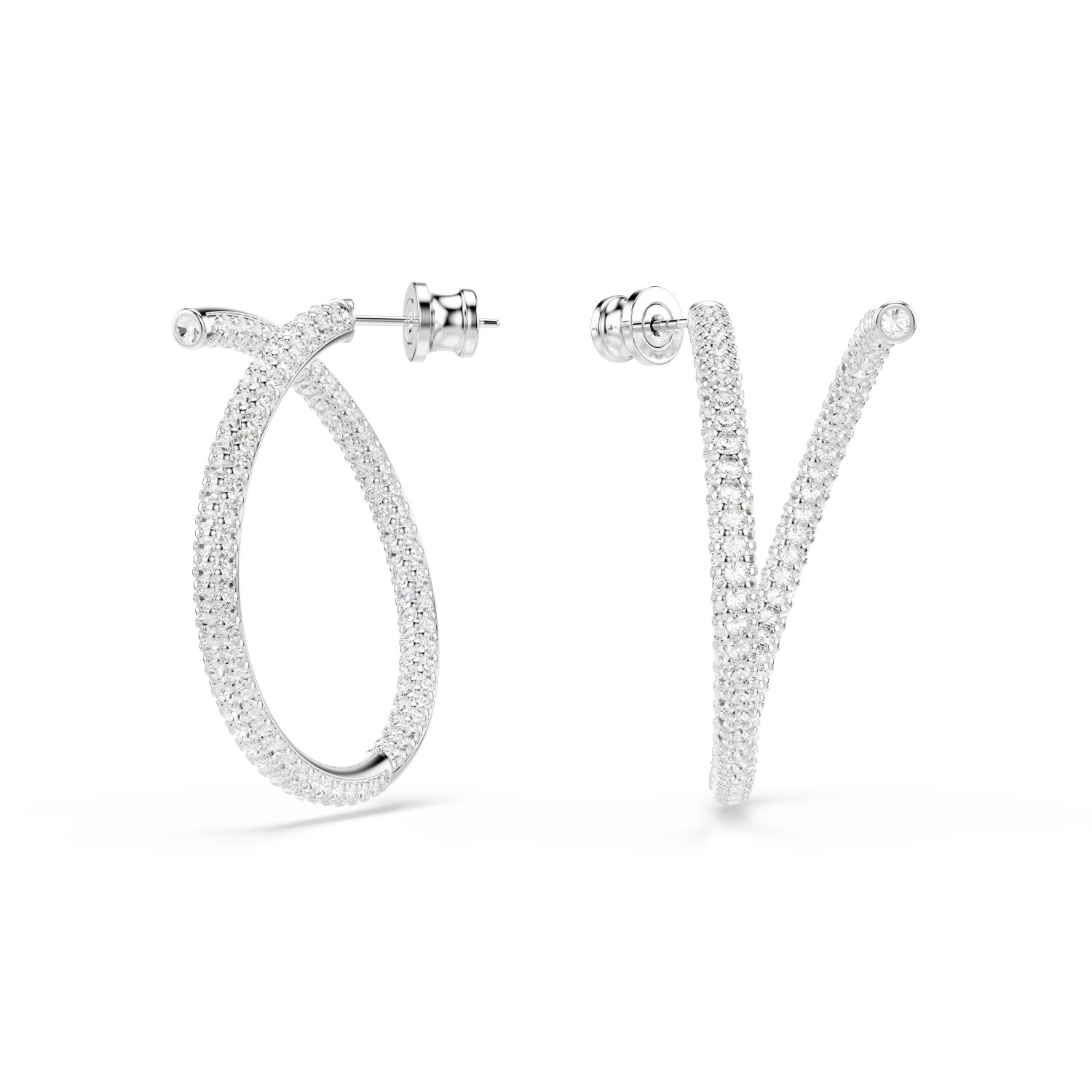 Swarovski - Orecchini a cerchio Dextera, Taglio Round, Bianchi, Placcato rodio Ref. 5695939 - SWAROVSKI