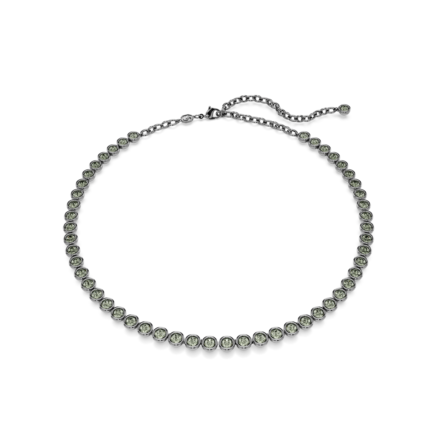 Swarovski - Collana Imber Tennis, Taglio tondo, Grigia, Placcato rutenio Ref. 5682593 - SWAROVSKI