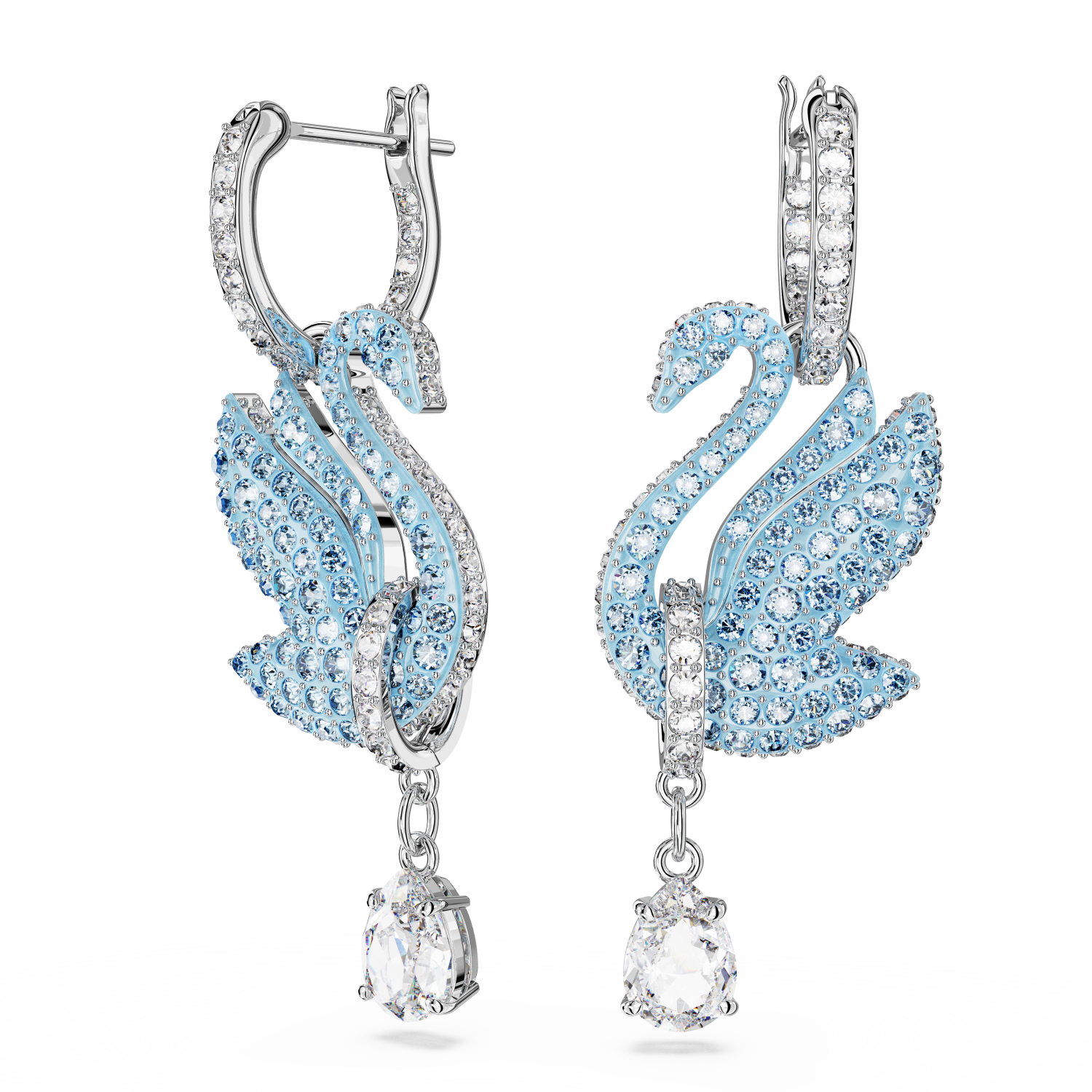 Swarovski - Orecchini pendenti Swarovski Iconic Swan, Cigno, Blu, Placcato rodio Ref. 5660593 - SWAROVSKI