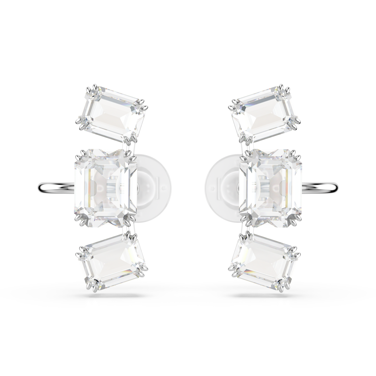 Swarovski - Orecchini a clip Millenia, Taglio ottagonale, Bianchi, Placcato rodio Ref. 5701274 - SWAROVSKI