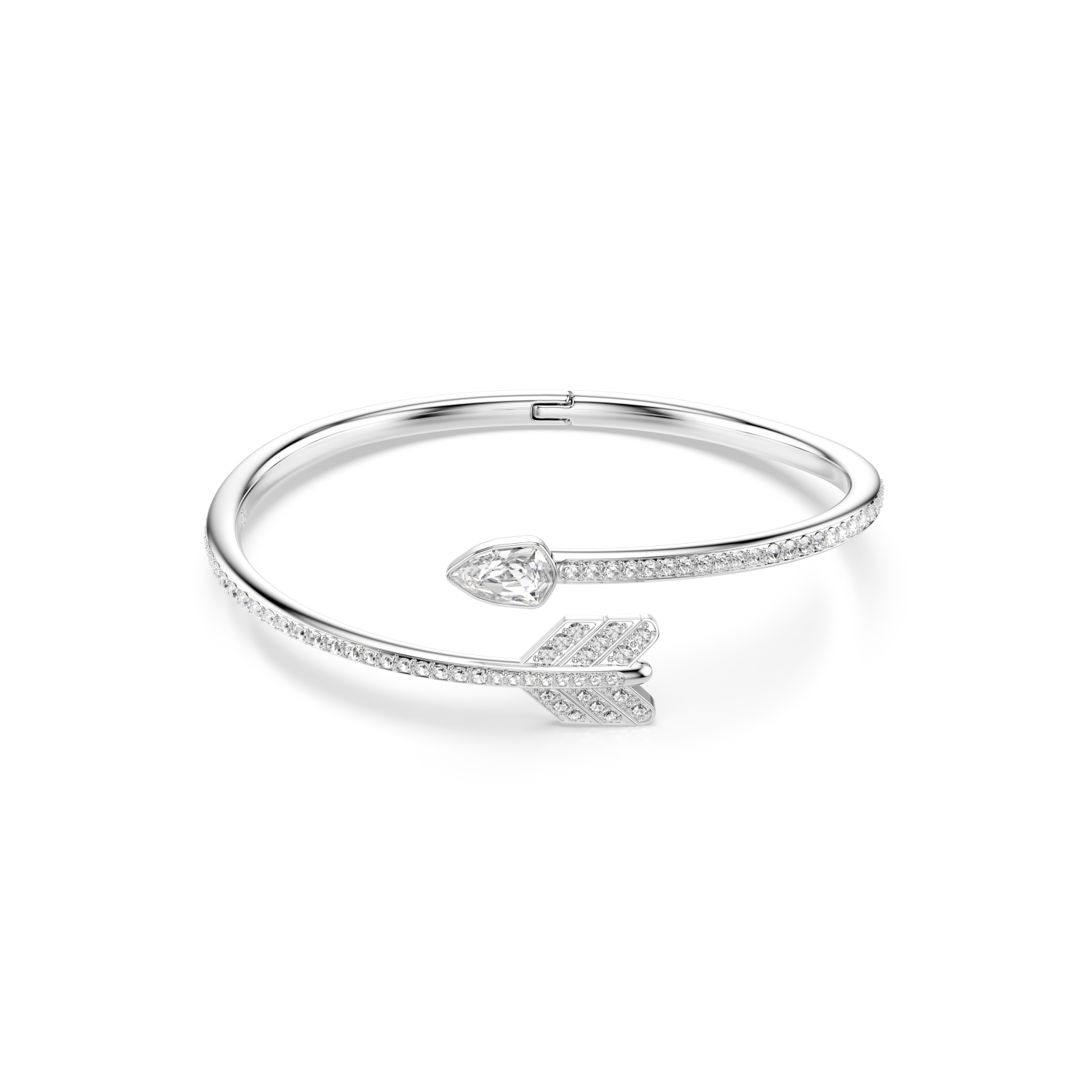 Swarovski - Bracciale rigido Idyllia, Taglio misto, Freccia, Bianco, Placcato rodio Ref. 5737262 - SWAROVSKI