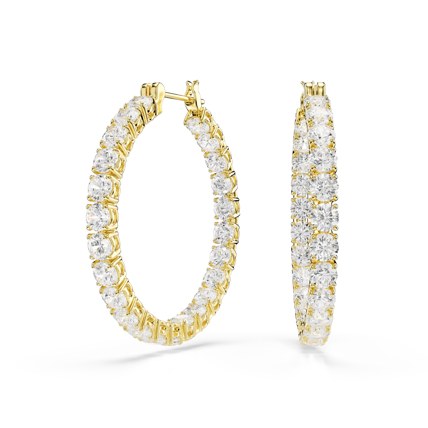 Swarovski - Orecchini a cerchio Matrix, Taglio Round, Bianchi, Placcato color oro Ref. 5750620 - SWAROVSKI