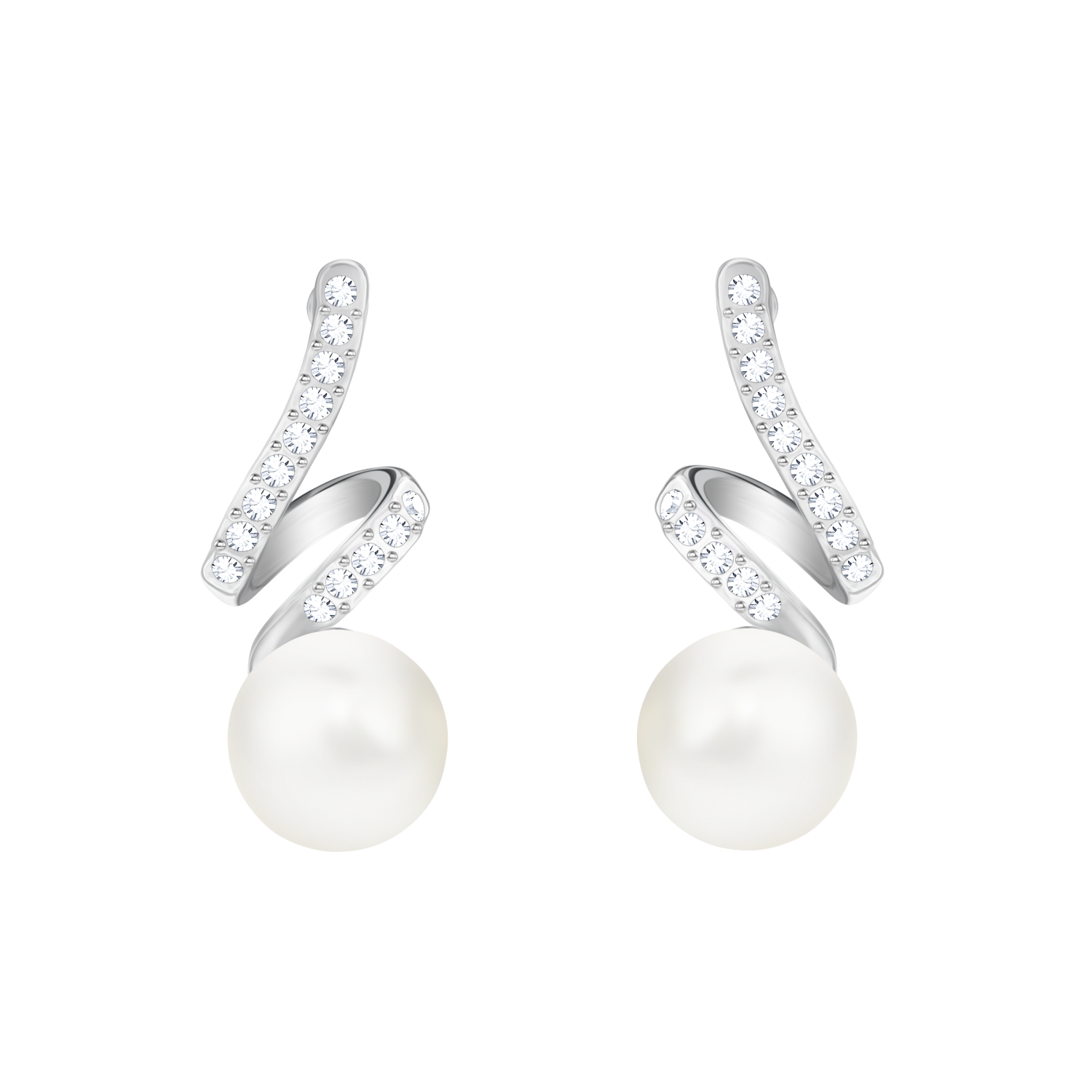 Swarovski - Orecchini Gabriella Pearl, Bianco, Placcato rodio Ref. 5528447 - SWAROVSKI