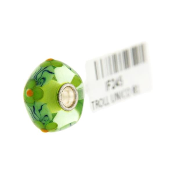 Trollbeads Unico in Vetro - OOAK Original Trollbeads Verde con fiori Rif. UNICO 81 - TROLLBEADS