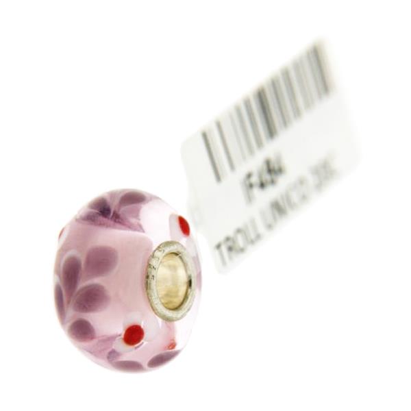 Trollbeads Unico in Vetro - OOAK Original Trollbeads Rosa con fiorellini Rif. UNICO 20C - TROLLBEADS