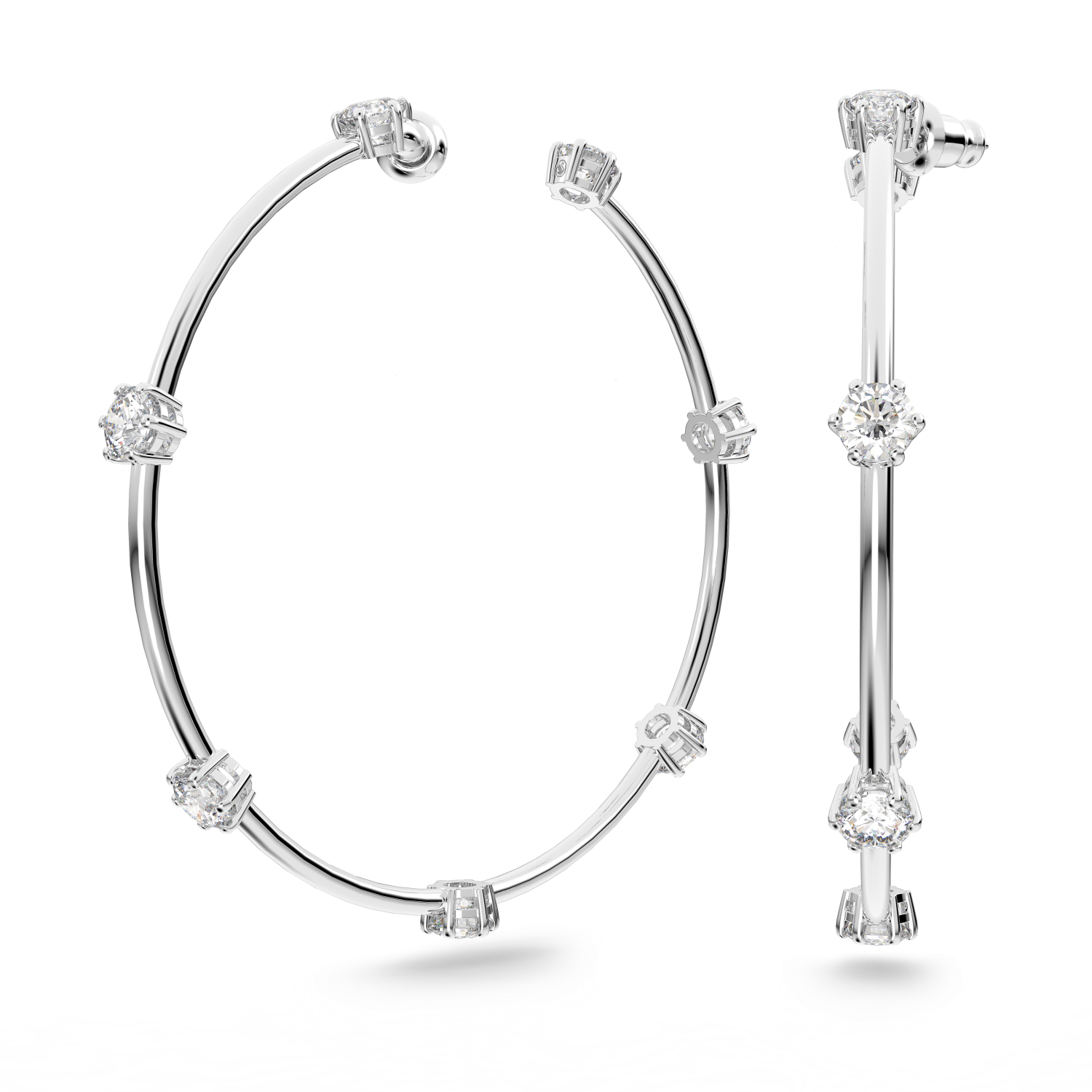 Swarovski - Orecchini a cerchio Constella, Taglio tondo, Piccoli, Bianchi, Placcato rodio Ref. 5638698 - SWAROVSKI