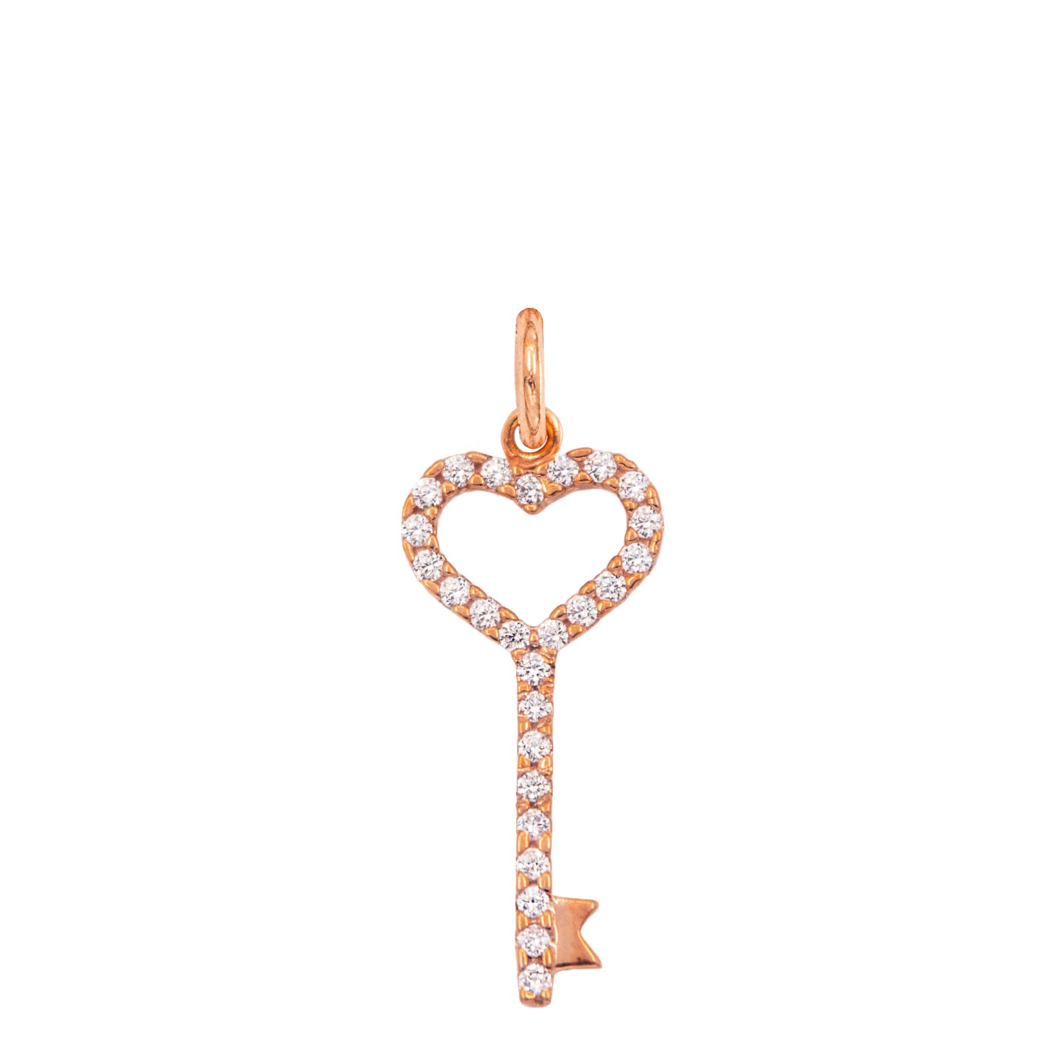 Charm Chiave Cuore in Oro 9 Kt e Zirconi  Ref. A0247R9 - FACCO