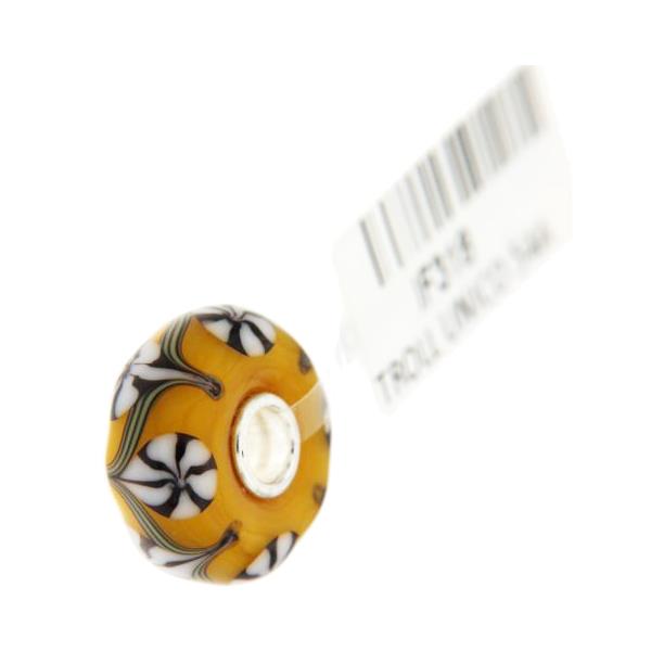 Trollbeads Unico in Vetro - OOAK Original Trollbeads Giallo senape con mongolfiere bianco/nere Rif. UNICO 54A - TROLLBEADS