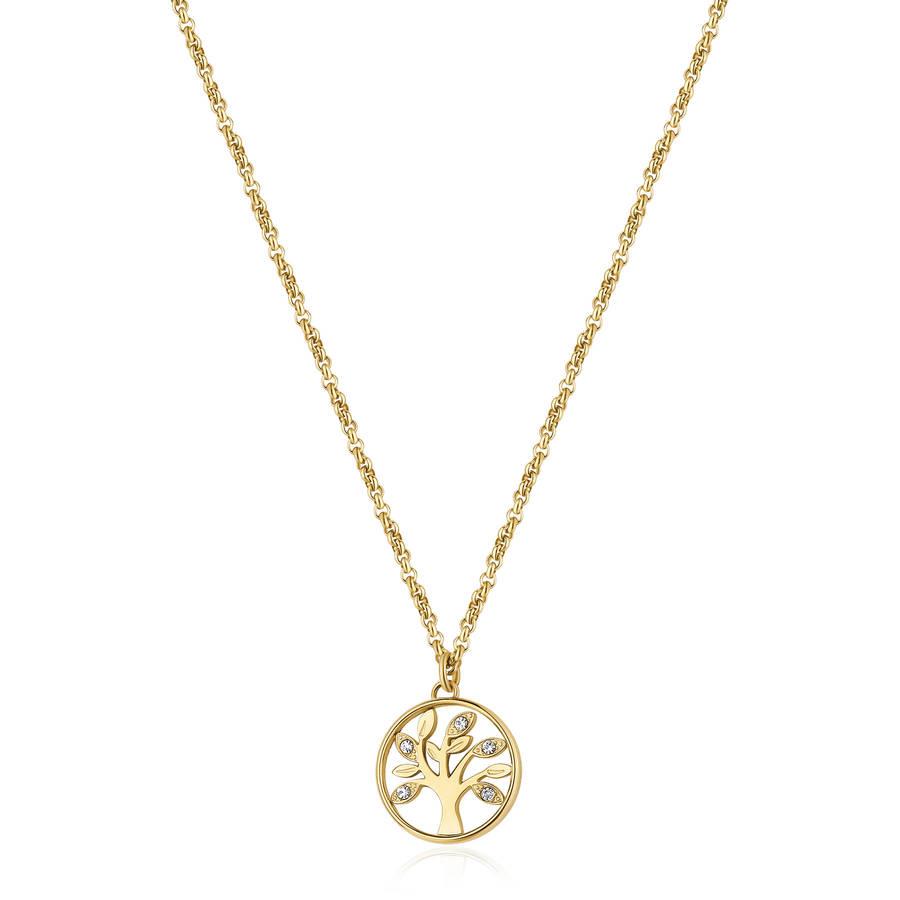 Brosway - Collana CHARKA in acciaio, pvd oro, albero della vita con cristalli biachi Ref. BHKN094 - BROSWAY