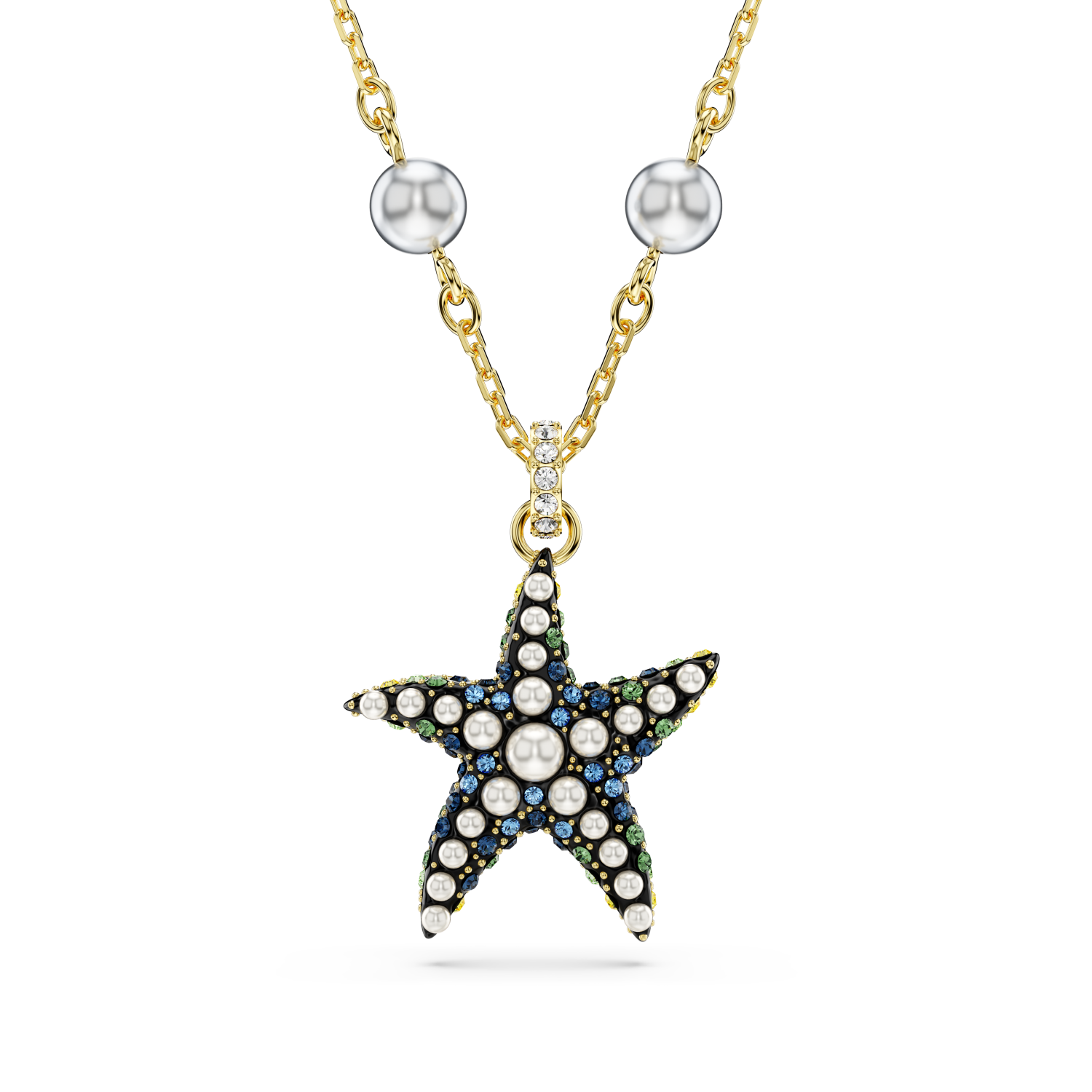 Swarovski - Pendente Idyllia, Crystal pearls, Stella marina, Multicolore, Placcato color oro Ref. 5684116 - SWAROVSKI
