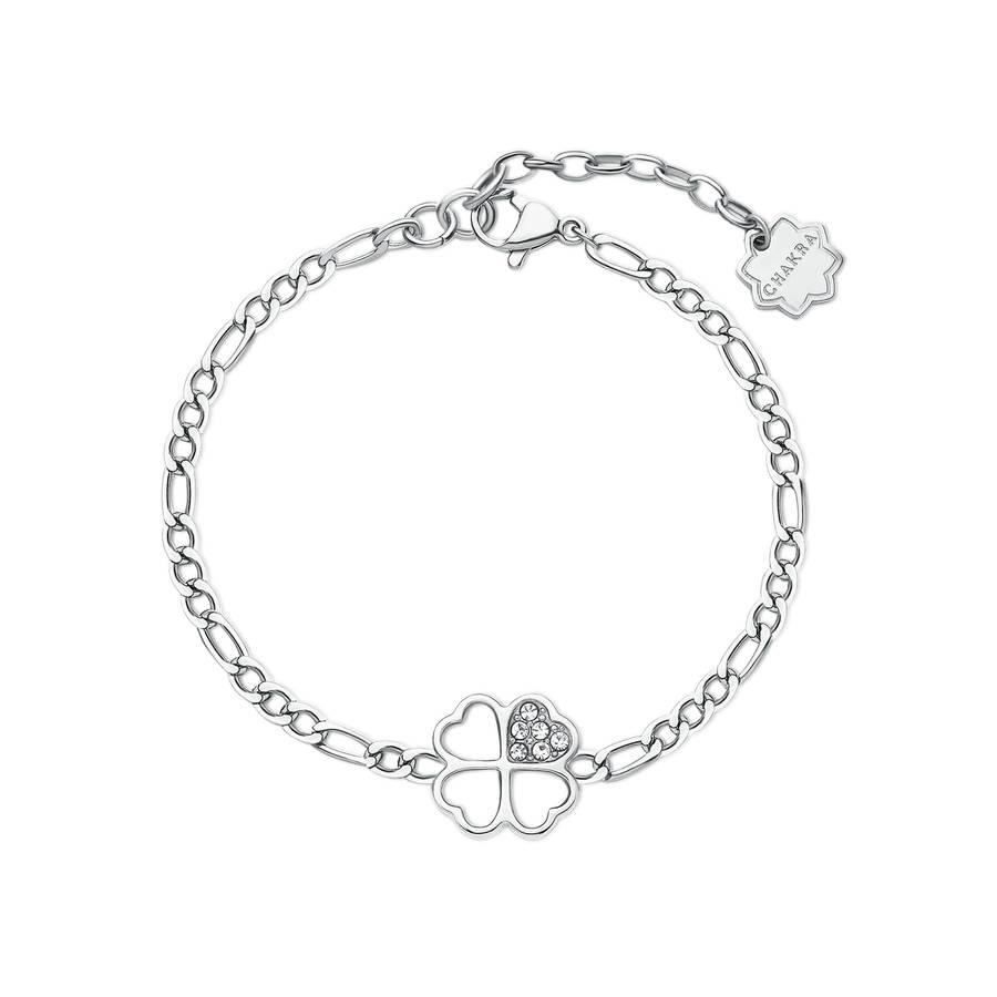 Brosway - Bracciale CHARKA in acciaio, quadrifoglio con cristalli biachi Ref. BHKB141 - BROSWAY