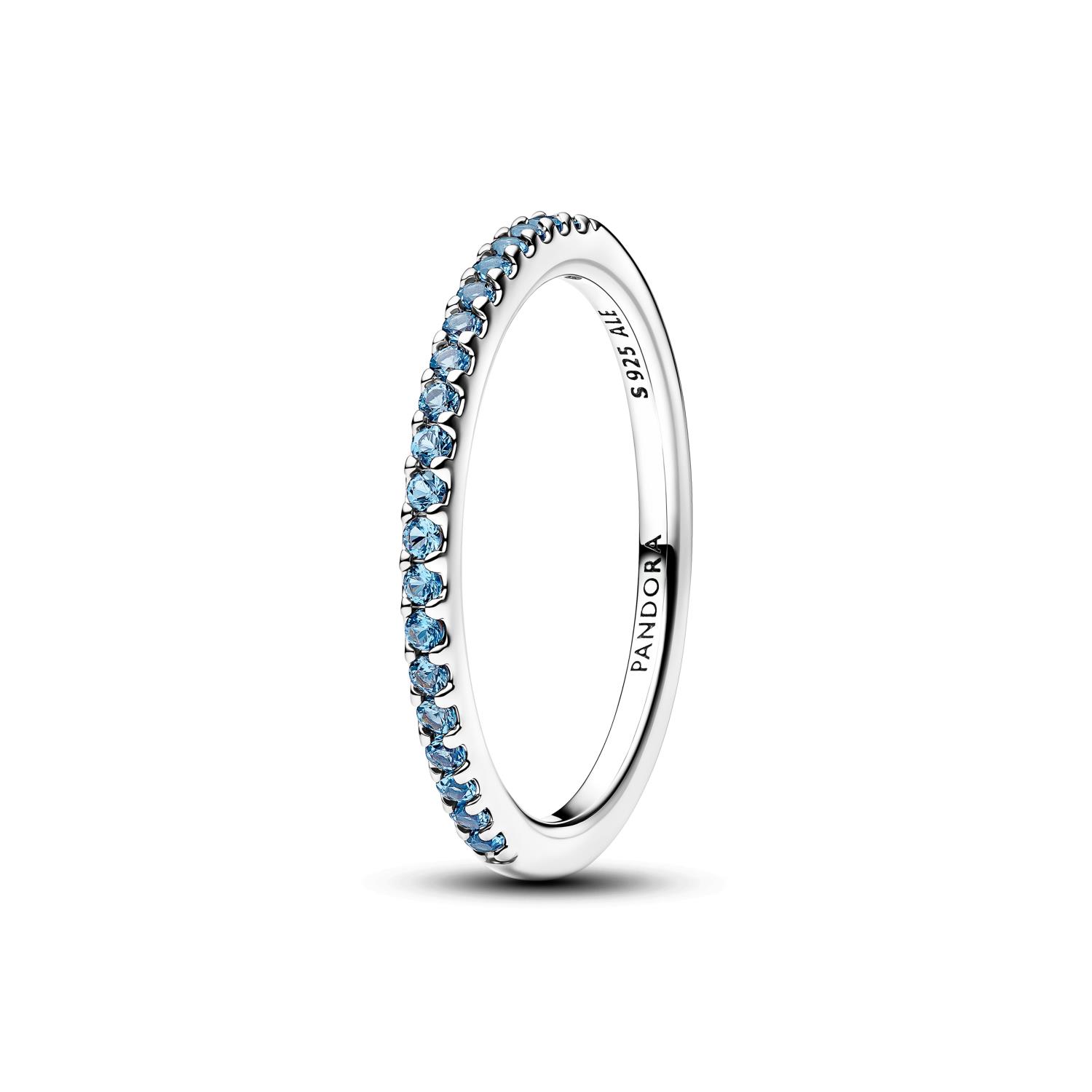 Pandora - Anello Pav&egrave; Fascia Sottile Azzurro Ref. 192999C03-56 - PANDORA