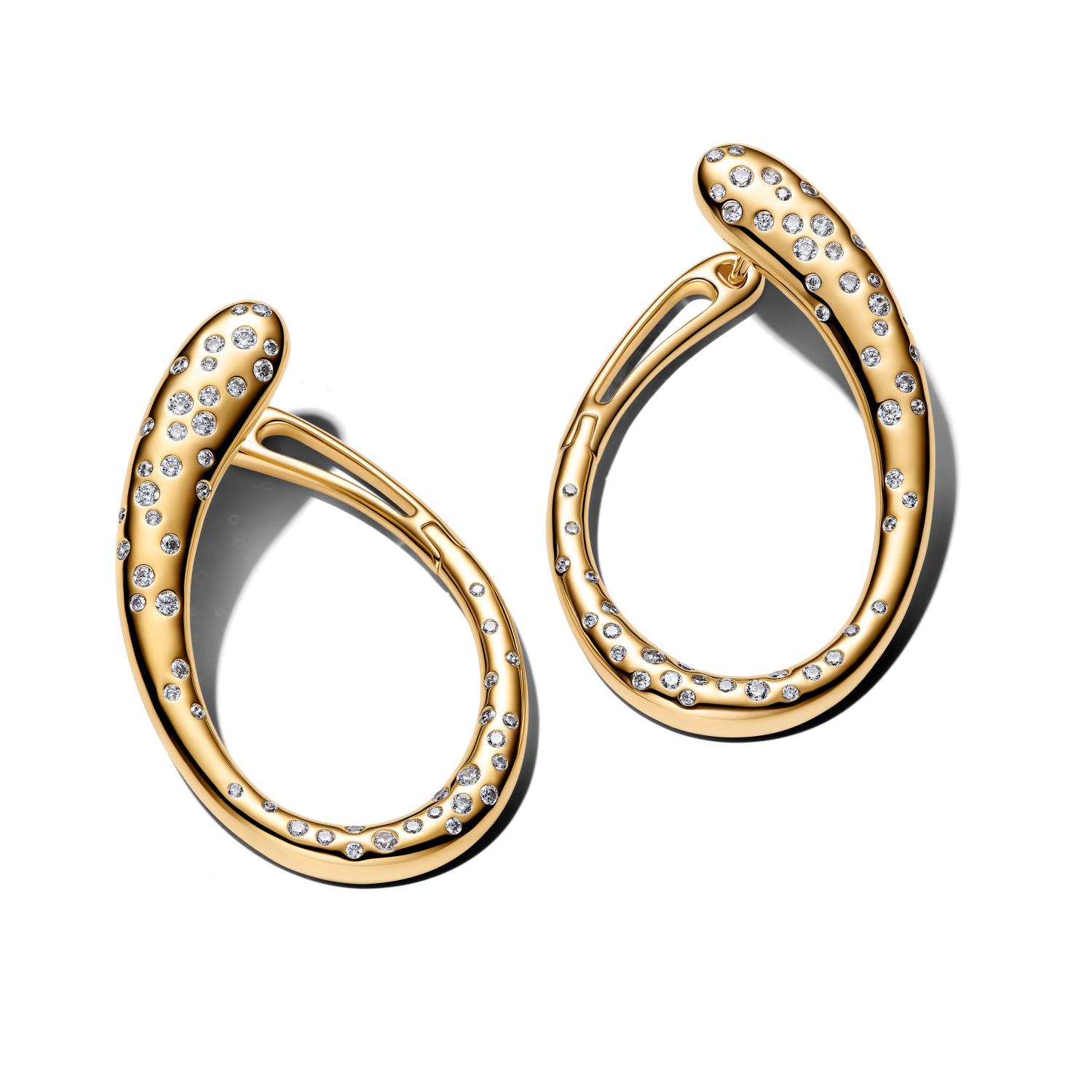 Pandora - Orecchini Cerchi Ovali Linea Sinuosa con Pietre Luminose Ref. 264660C01 - PANDORA