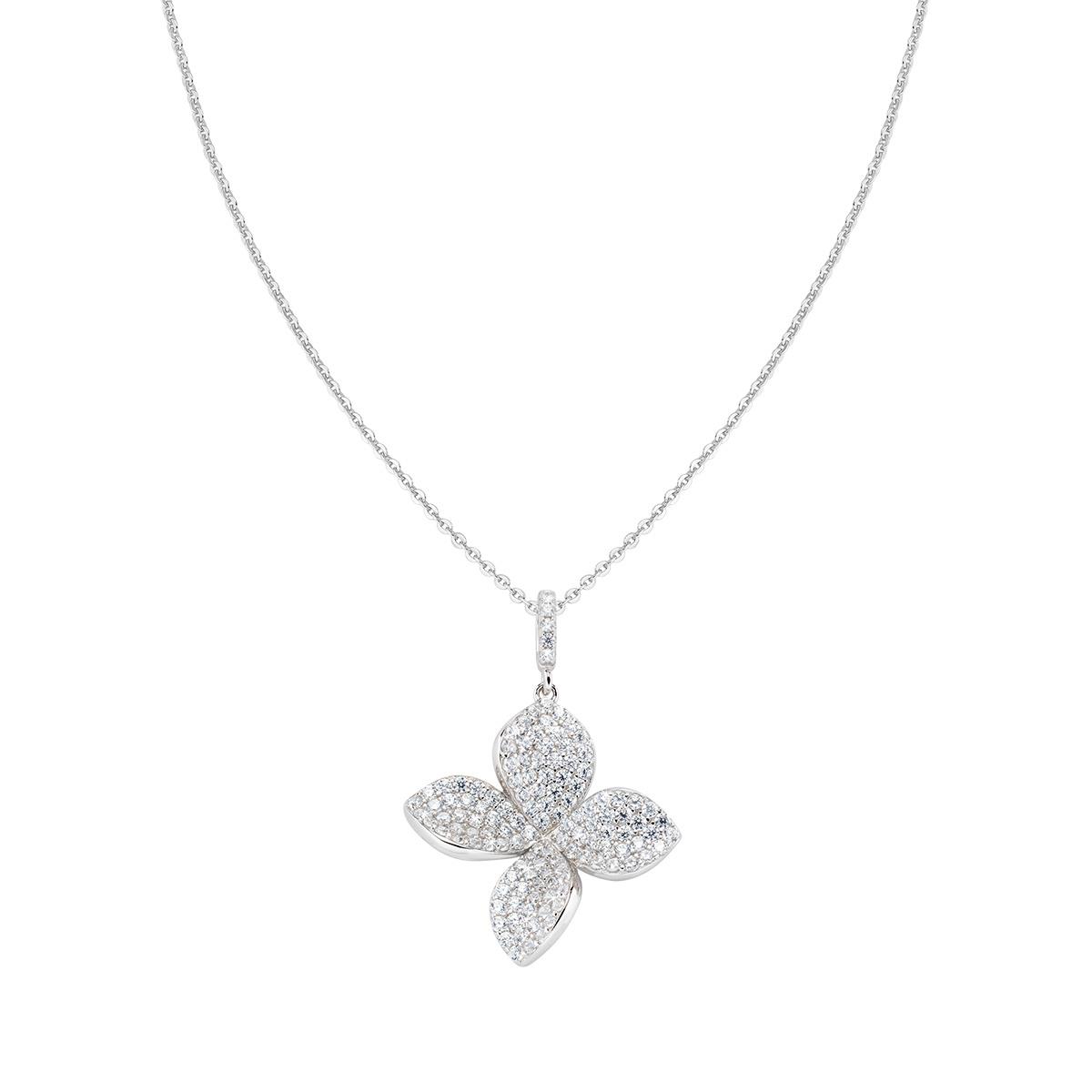 Collana Fiore Rodio e Zirconi Bianchi - Amen Collection Ref. CLFIBBZ - AMEN