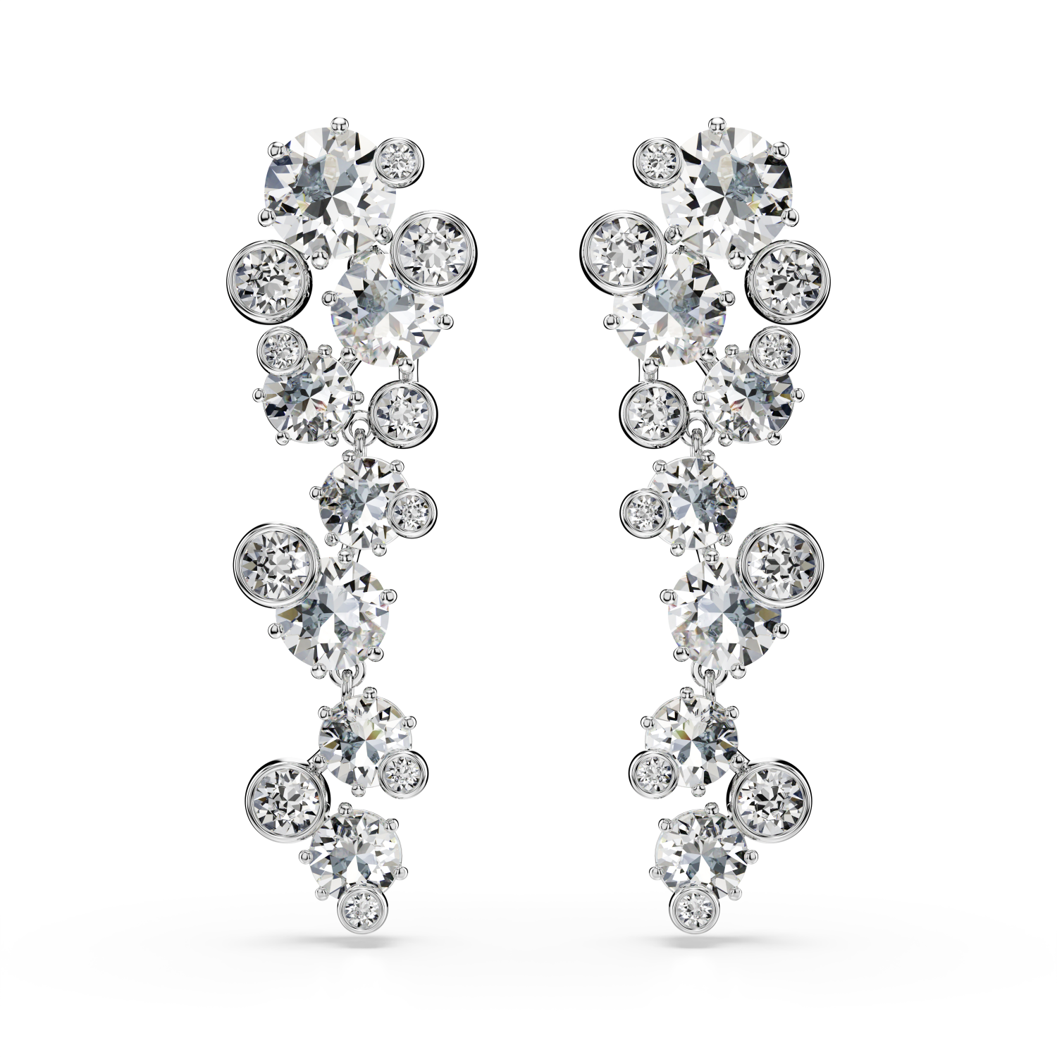 Swarovski - Orecchini pendenti Constella, Taglio misto, Bianchi, Placcato rodio Ref. 5732252 - SWAROVSKI