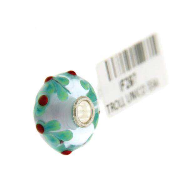 Trollbeads Unico in Vetro - OOAK Original Trollbeads Foglie verdi e celesti Rif. UNICO 33A - TROLLBEADS