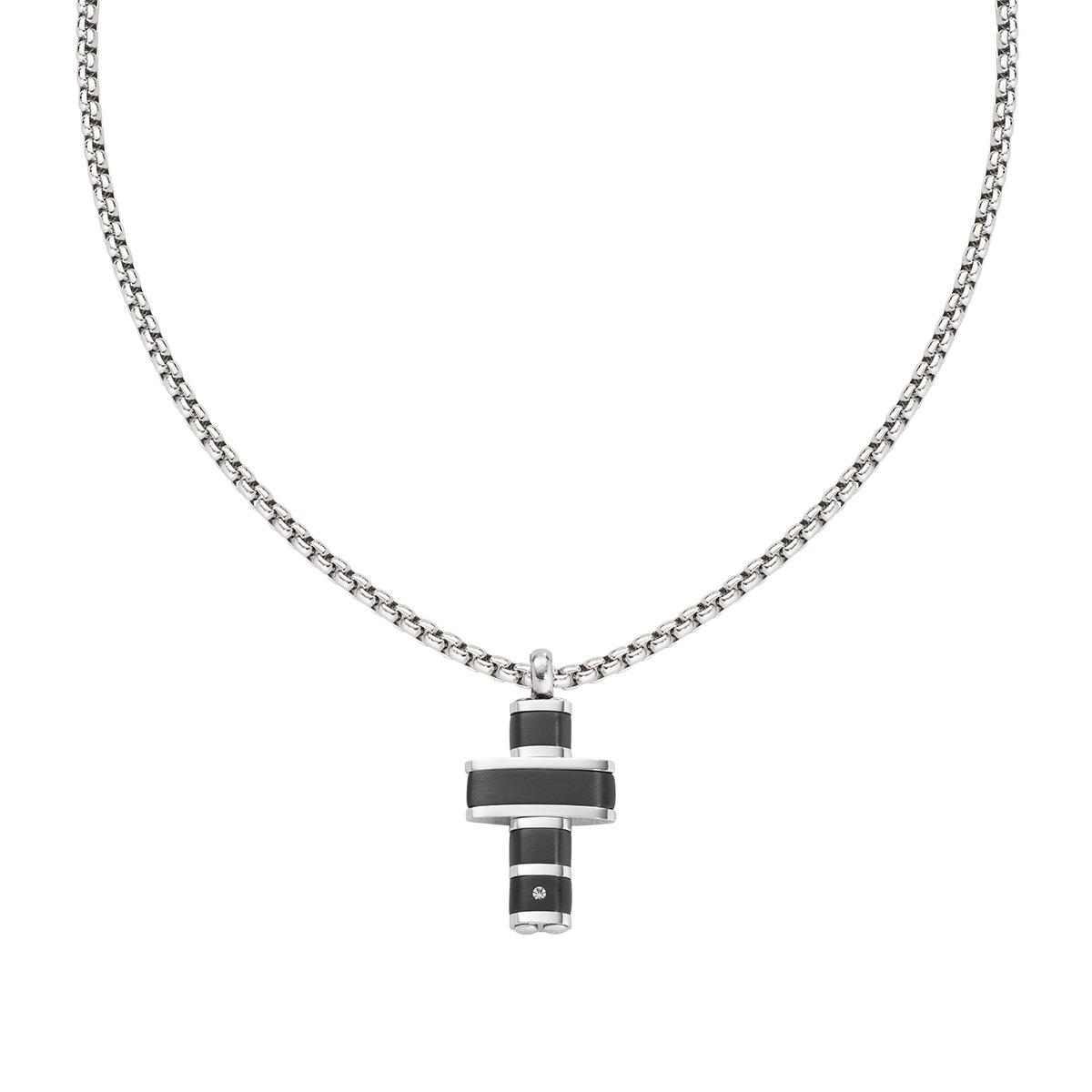 Collana Croce in Acciaio e Zircone - Amen Collection Ref. ACCL106 - AMEN
