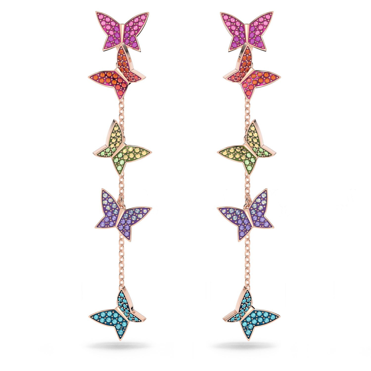 Swarovski - Orecchini pendenti Lilia, Farfalla, Lunghi, Multicolore, Placcato color oro rosa Ref. 5636425 - SWAROVSKI