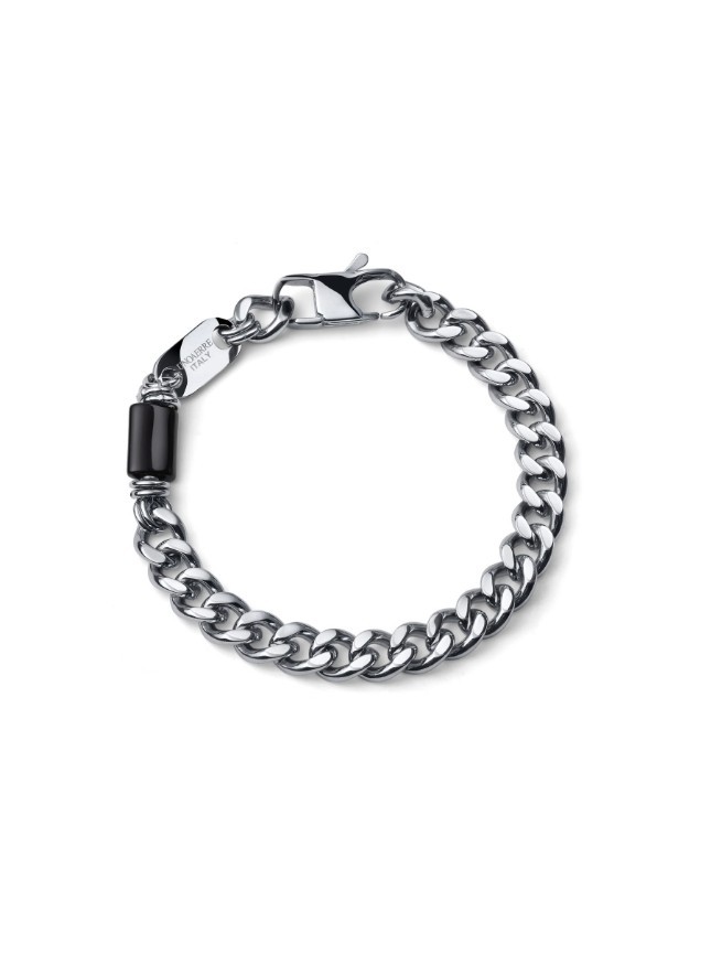 UNOAERRE - Bracciale in Acciaio Aeternum Grumetta Media con Ossidiana Ref. 4309 - UNOAERRE