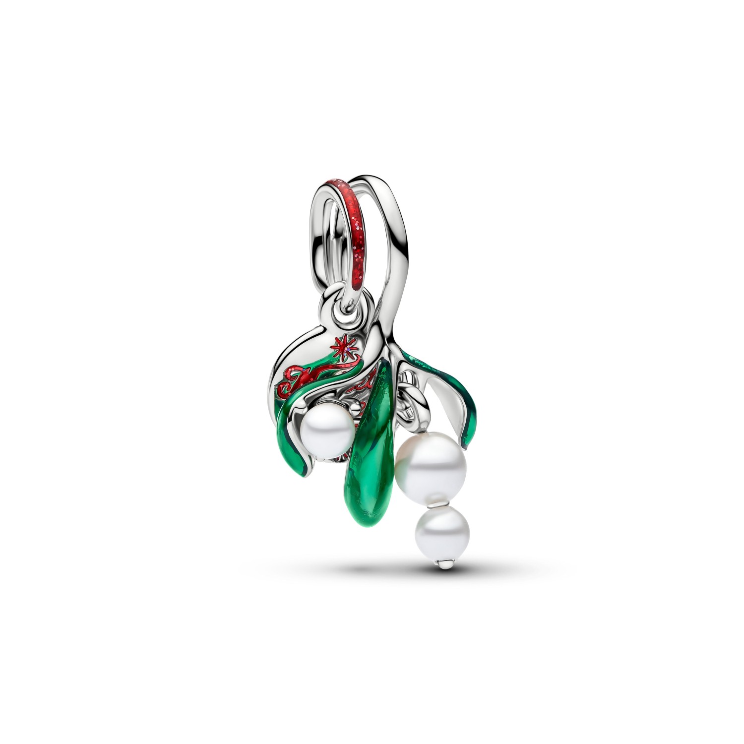 Charm Pandora Pendente Vischio di Natale con finitura in platino – 735066C01 - PANDORA