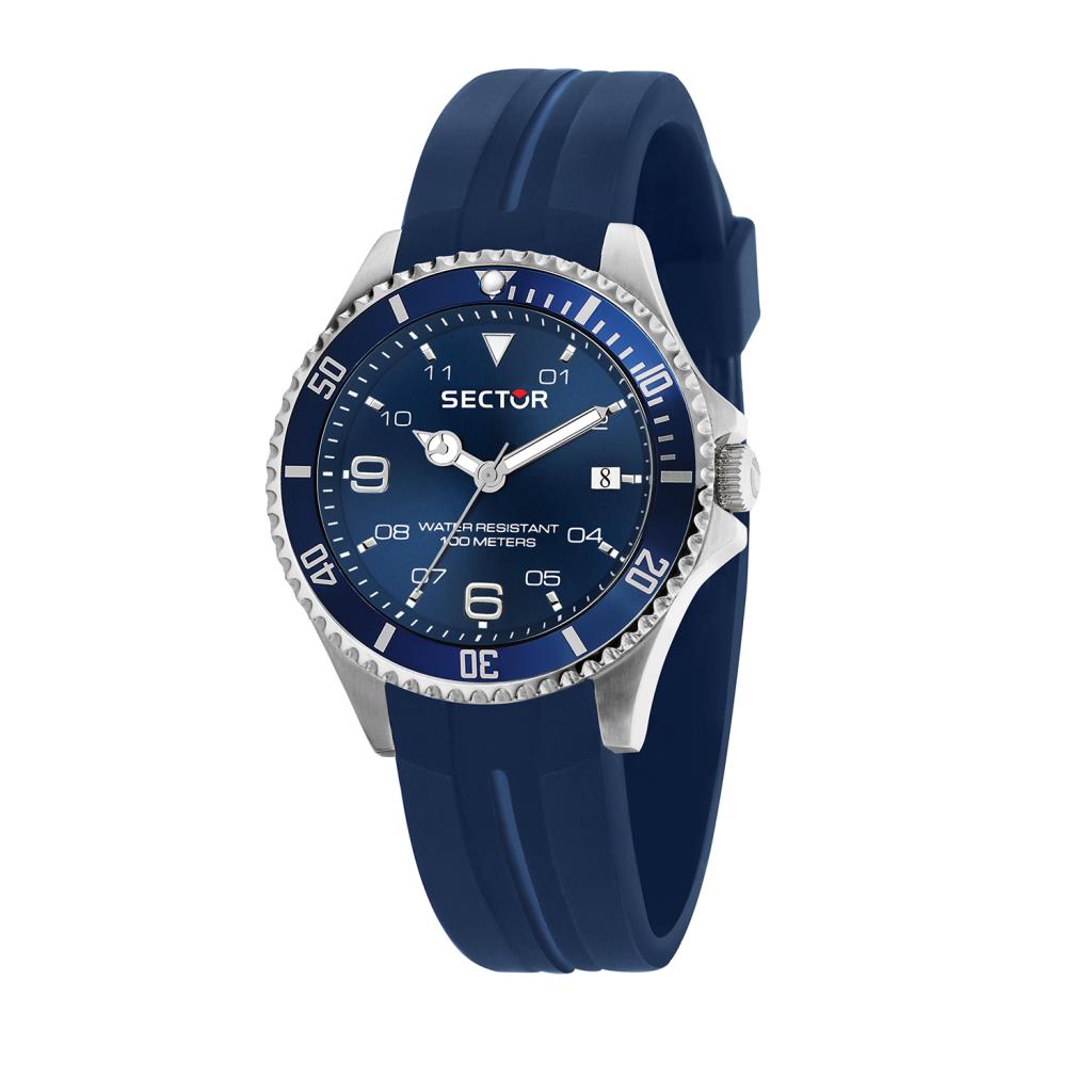 230 39MM 3H BLUE DIAL SILICON BLUE ST - SECTOR