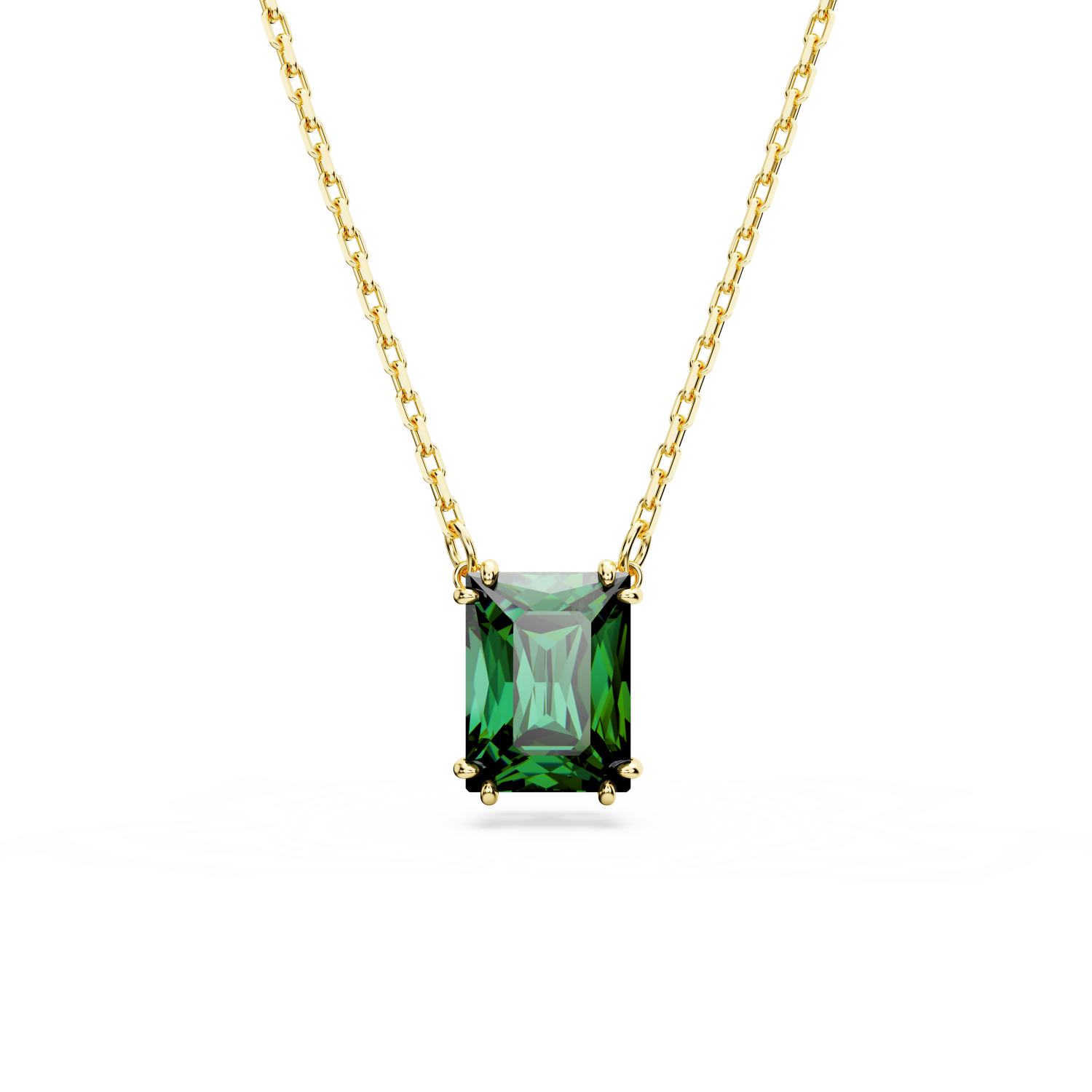 Swarovski - Pendente Matrix, Taglio rettangolare, Verde, Placcato color oro Ref. 5677141 - SWAROVSKI