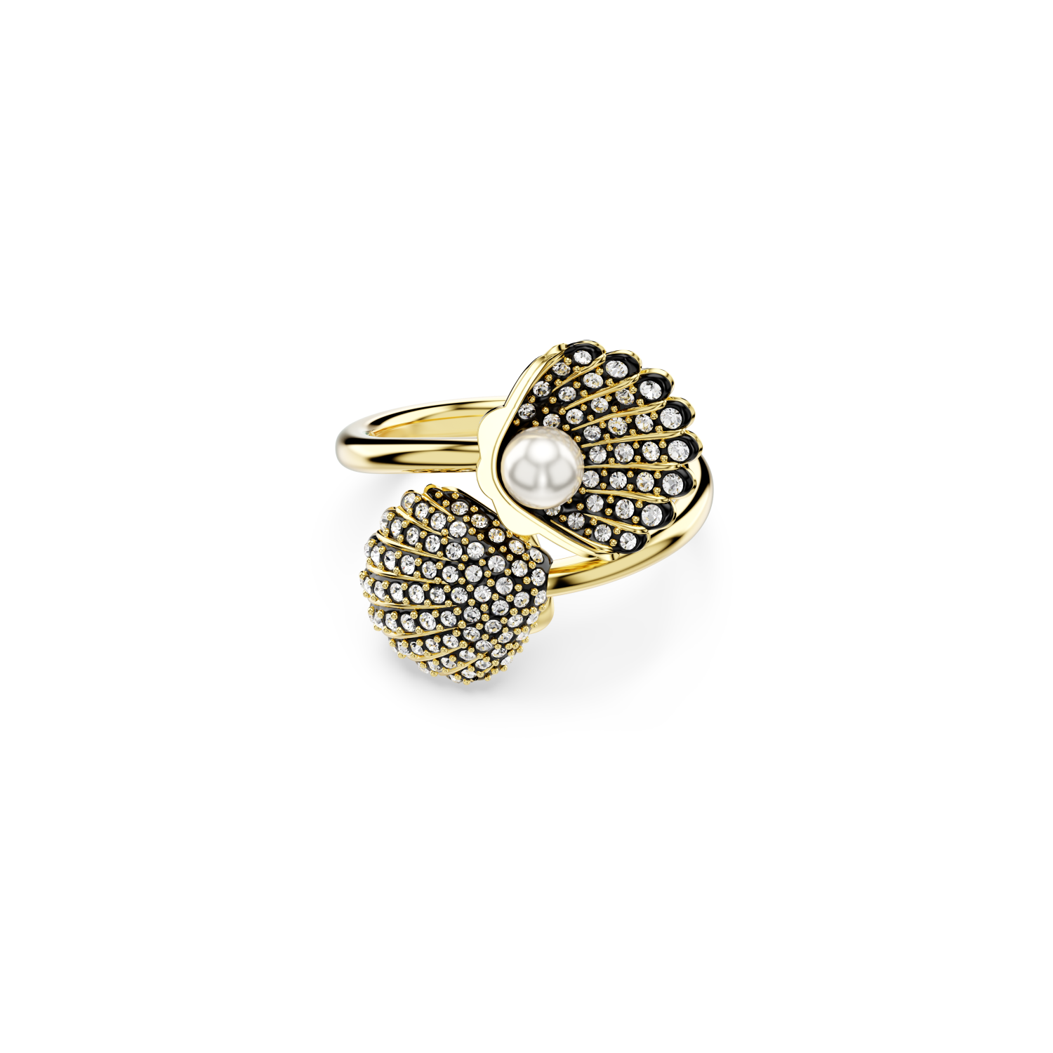Swarovski - Anello Idyllia, Conchiglia, Bianco, Placcato color oro Ref. 5694972 - SWAROVSKI