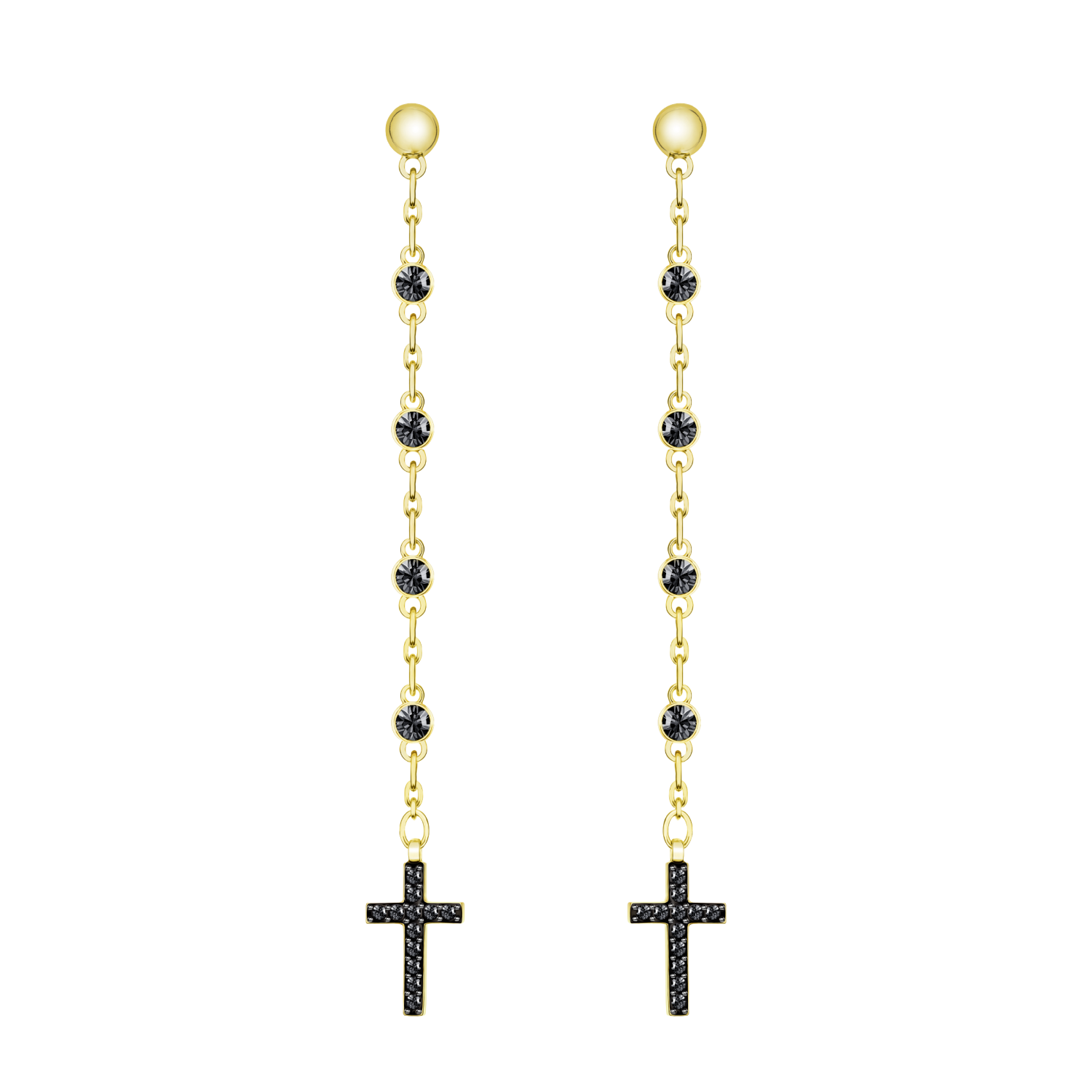 Swarovski - Orecchini Mini Cross, grigio, placcatura oro Ref. 5395816 - SWAROVSKI