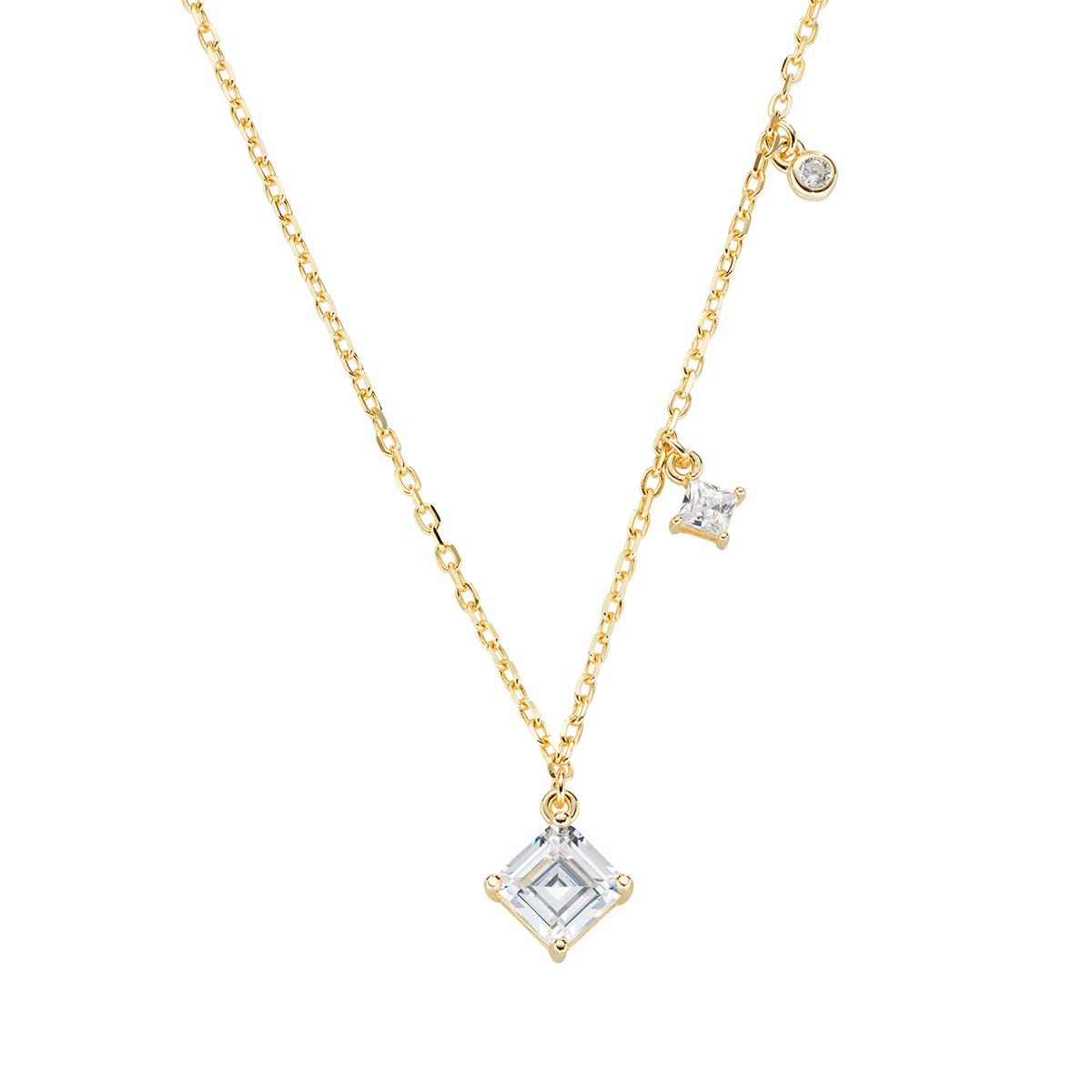 Collana Dorata con Tris di Zirconi Bianchi  - Amen Collection Ref. CL3DIGB3 - AMEN