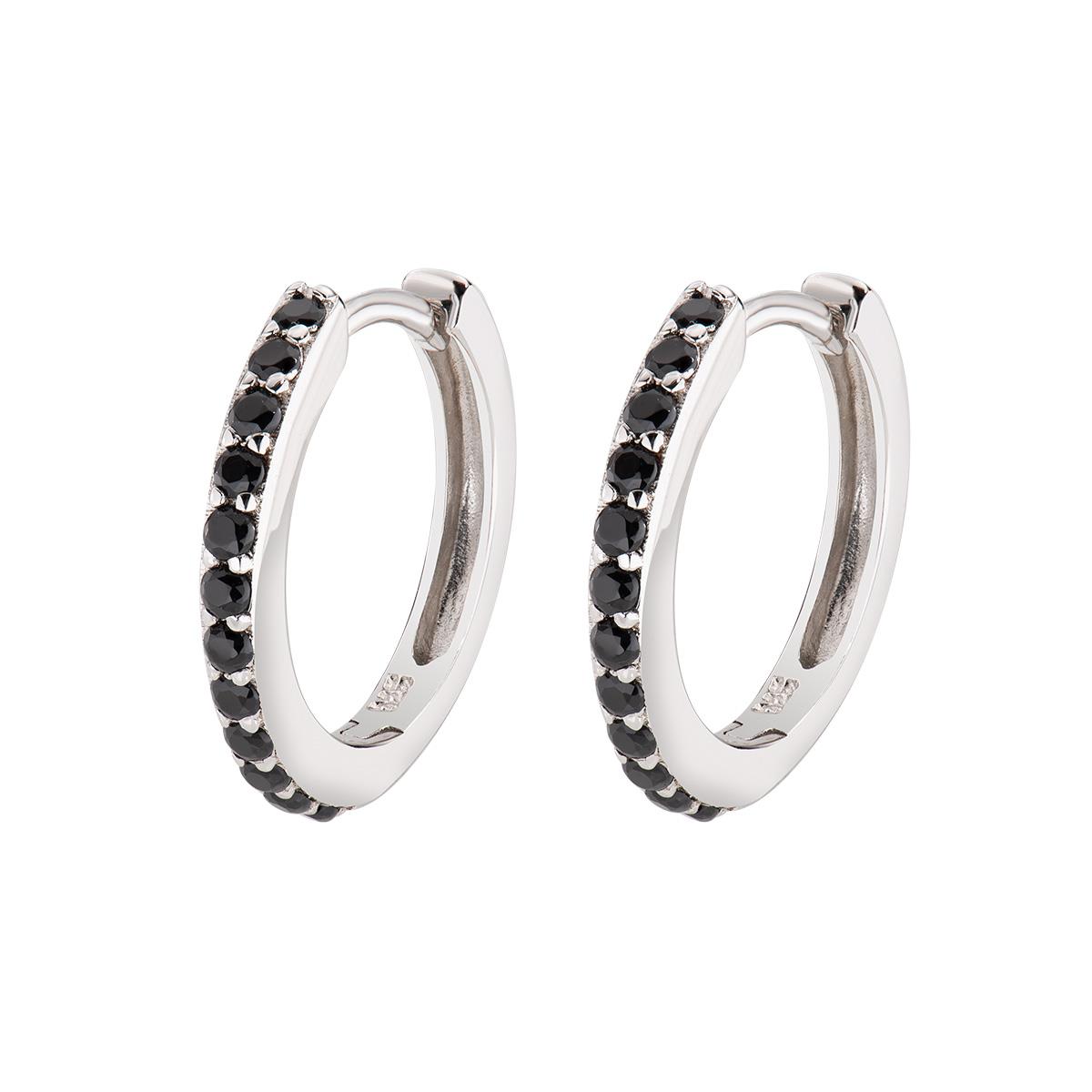 Orecchini Cerchio con Zirconi Neri - Amen Collection Ref. ECEBNZ - AMEN