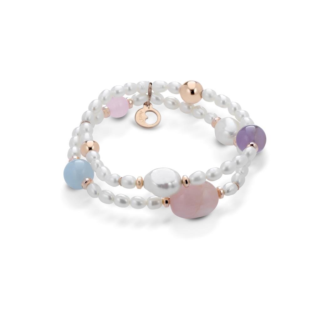 Le Lune Gioielli - Bracciale a due fili di Perle con Berillo ed Ematite Ref. LGBR219 - LE LUNE